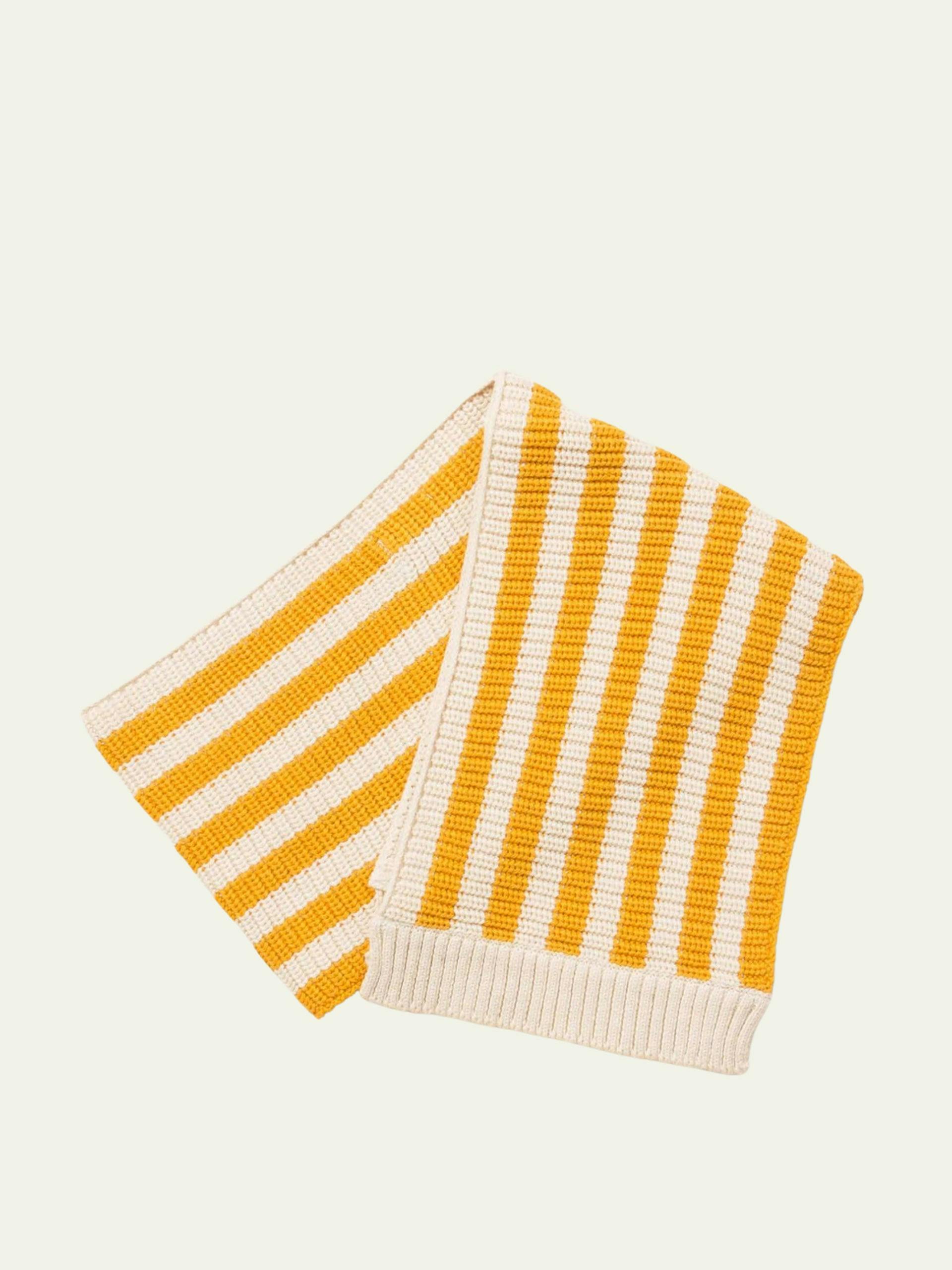 Gold striped knit scarf