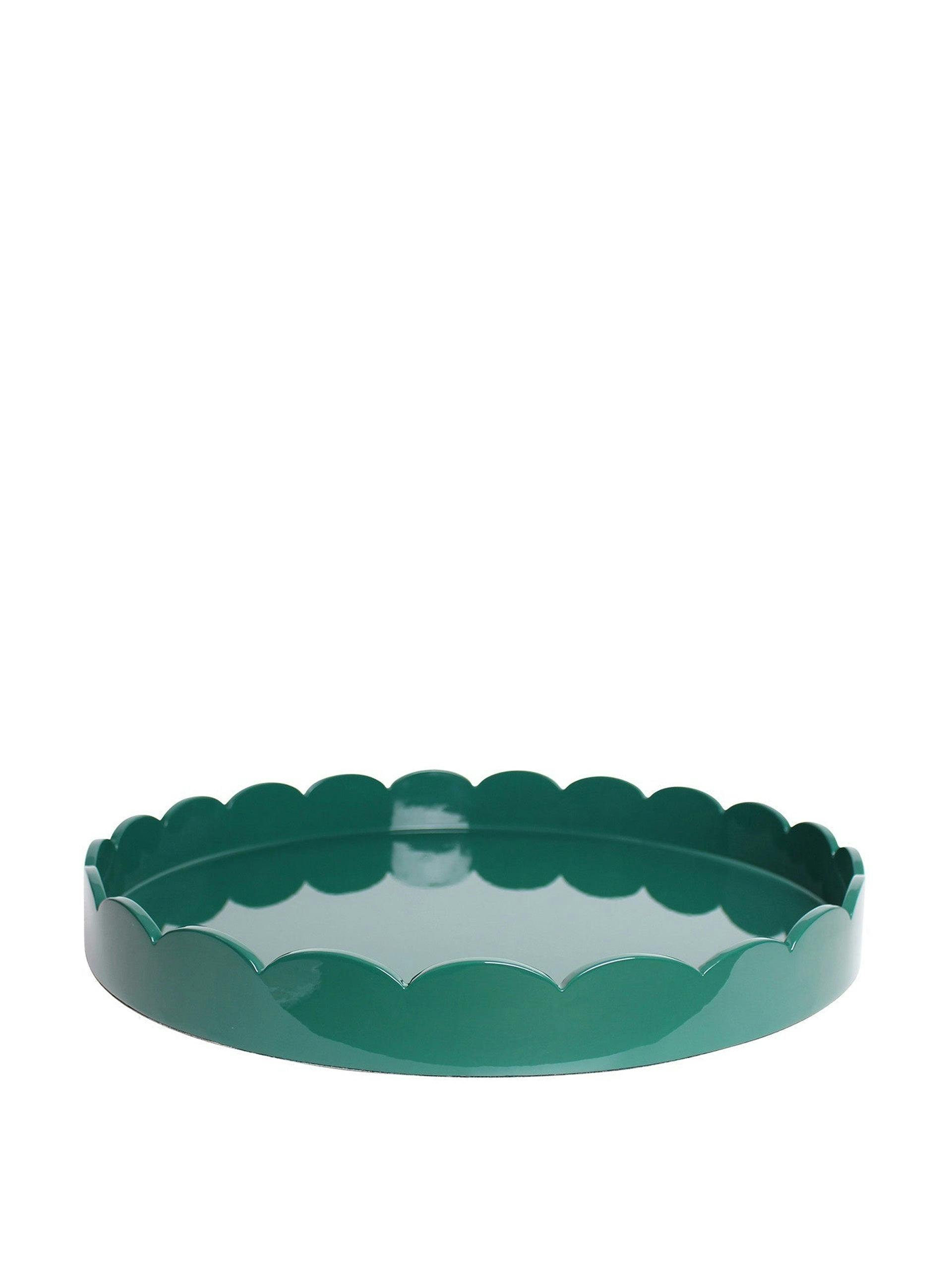 Green round large scalloped tray