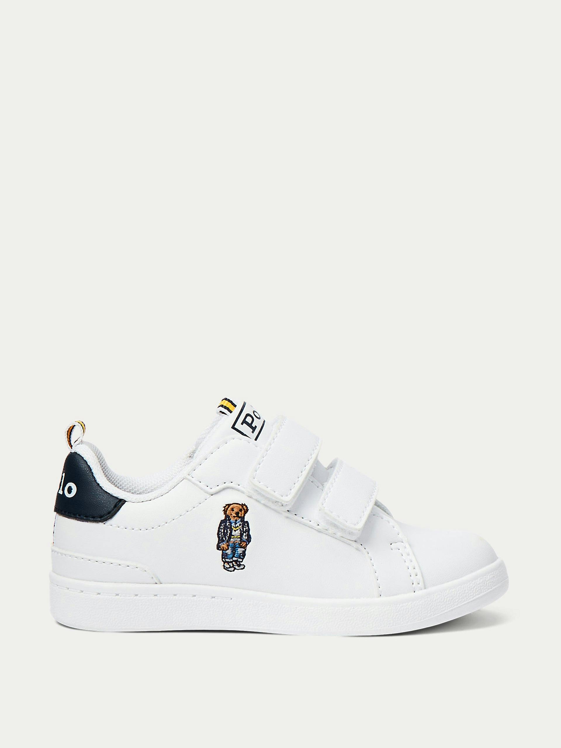 Polo bear faux-leather trainers