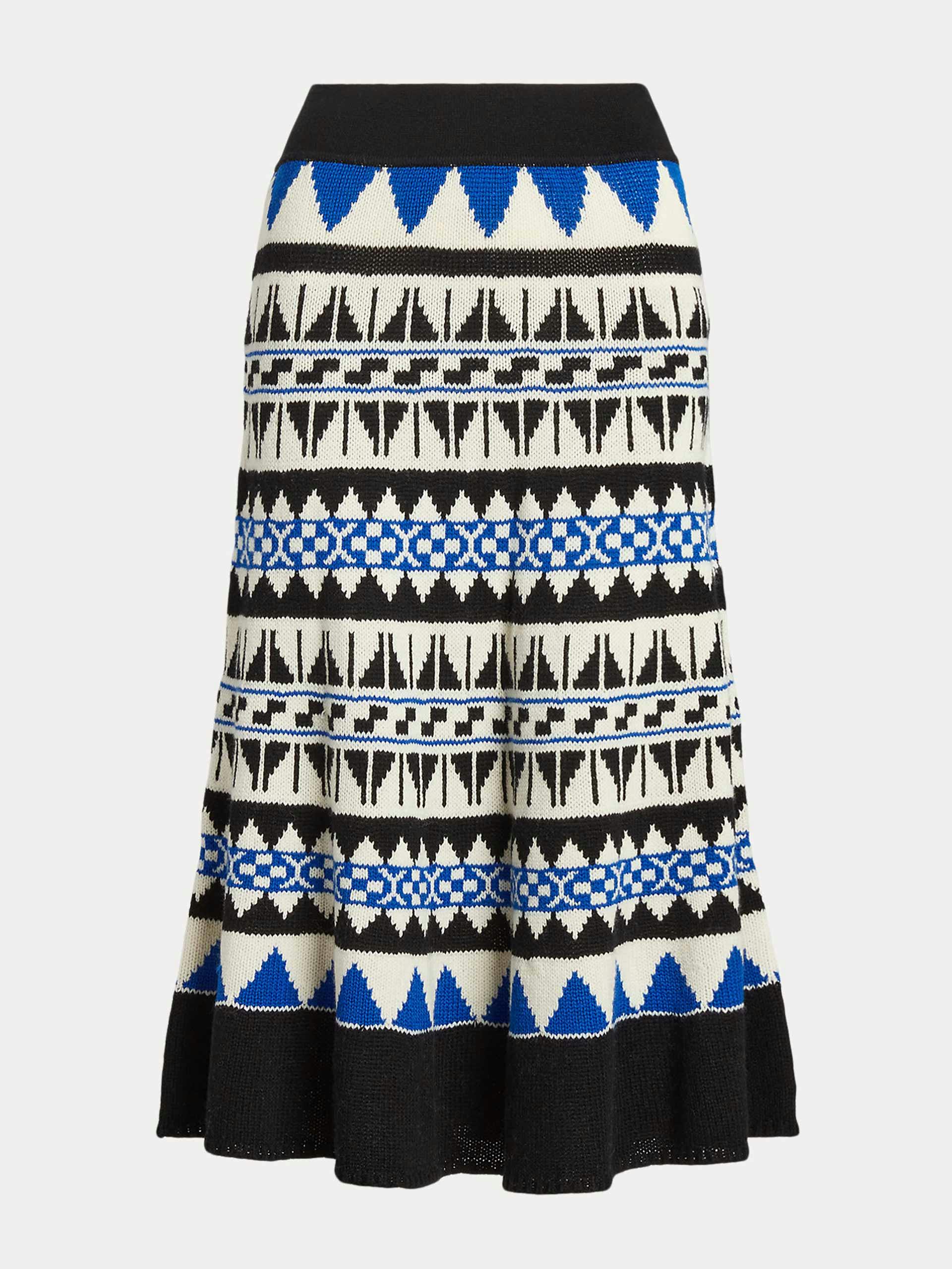 Knitted skirt with geometric print