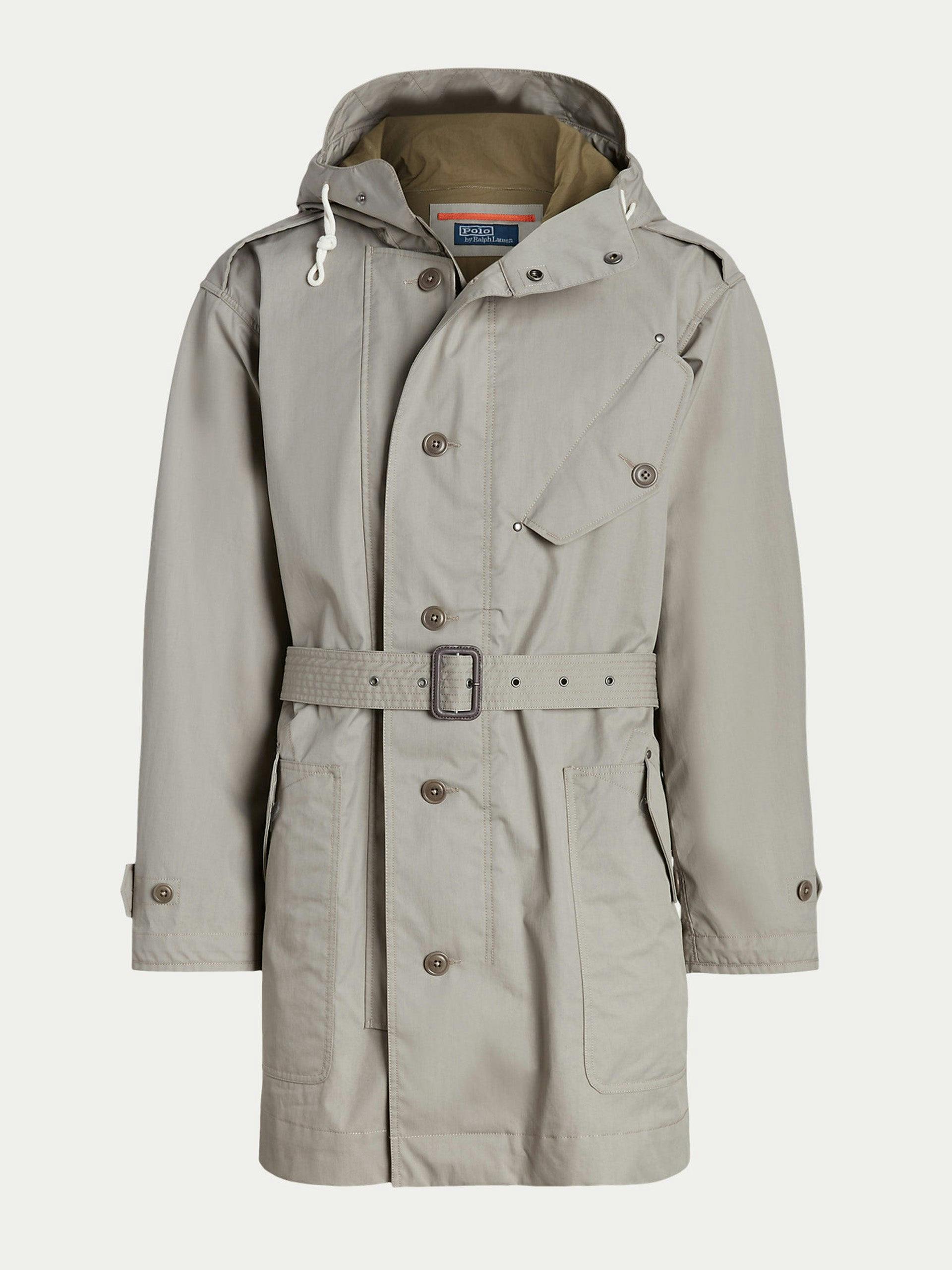 Cotton-blend twill grey parka jacket
