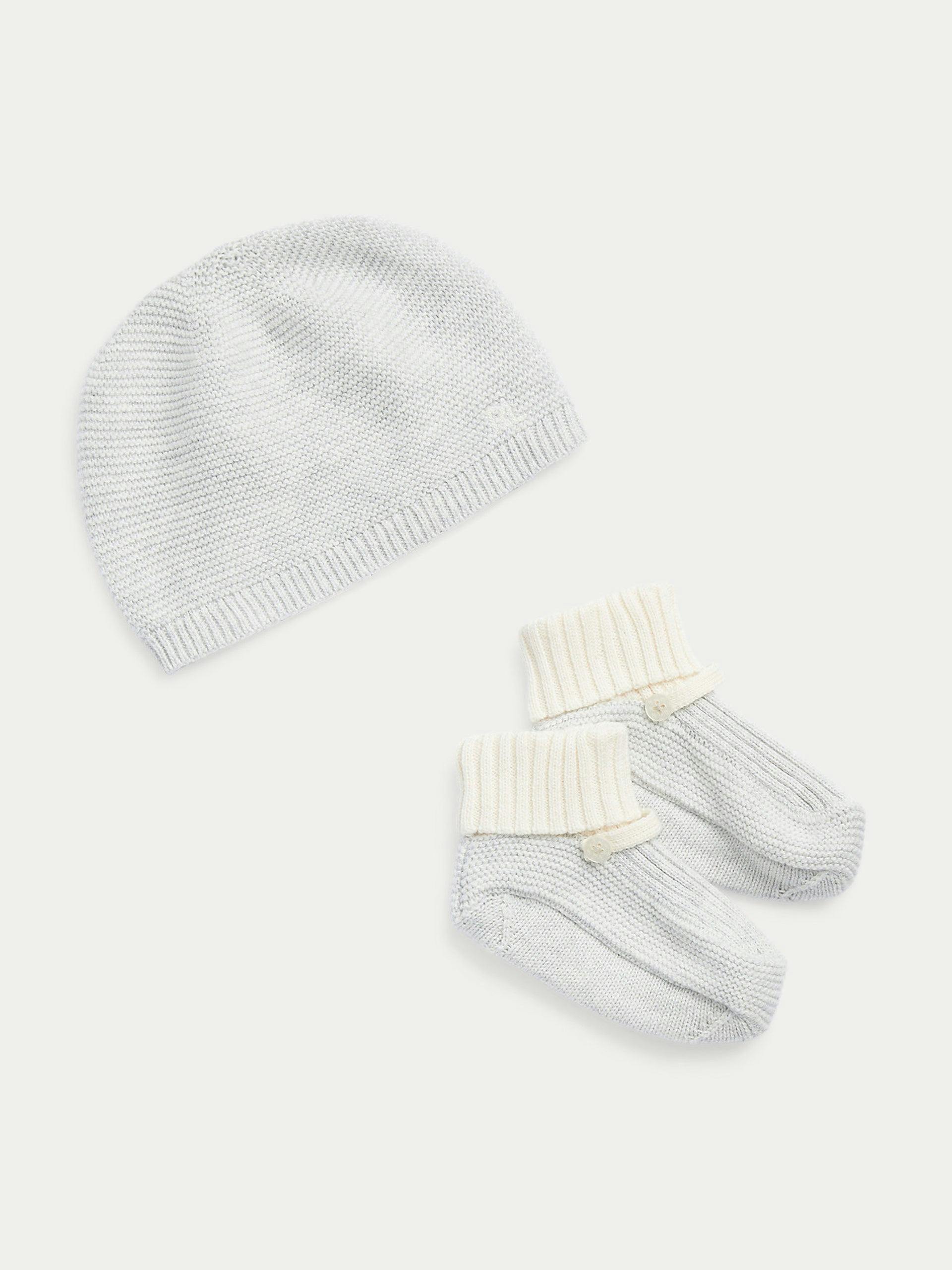Cotton hat and booties set