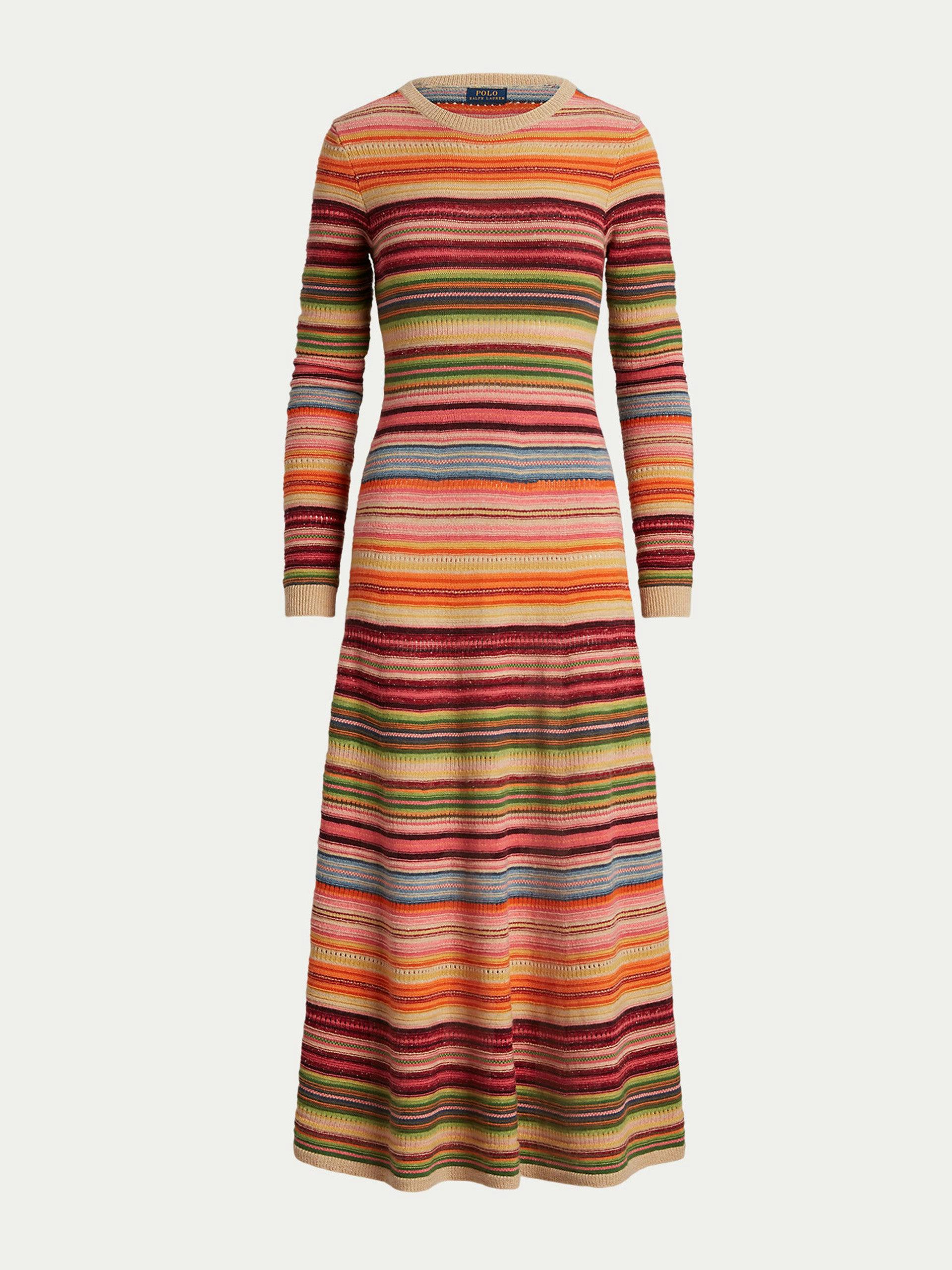Multicoloured striped knitted dress