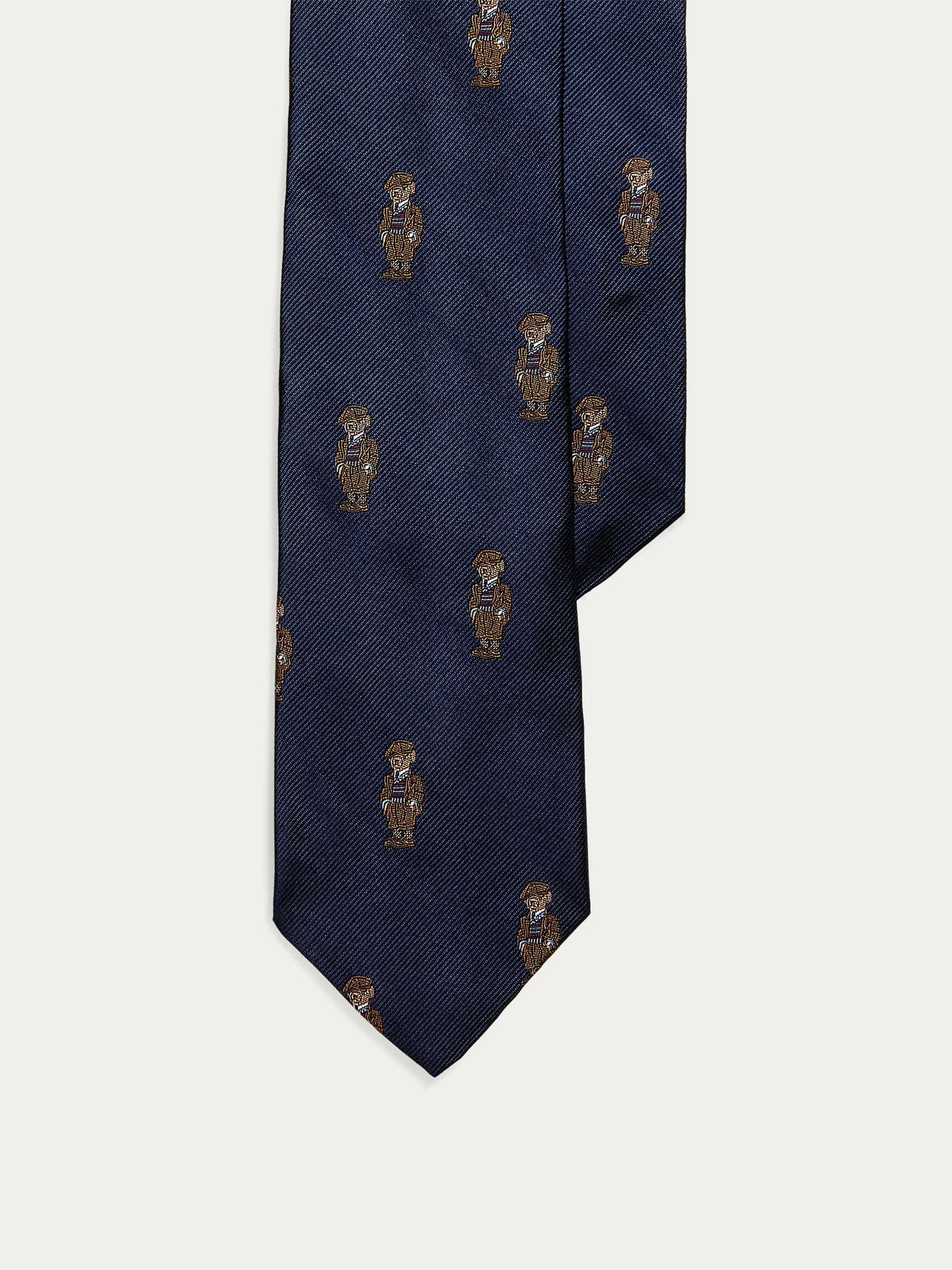 Polo bear silk tie