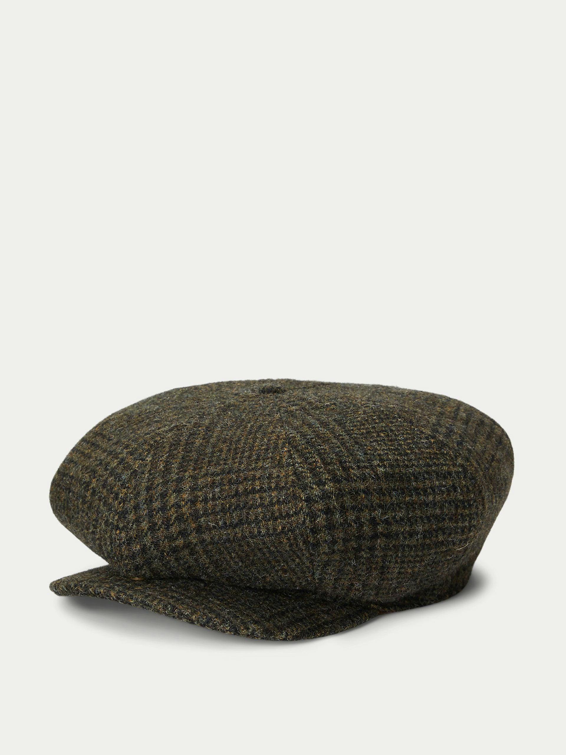 Plaid wool tweed newsboy cap