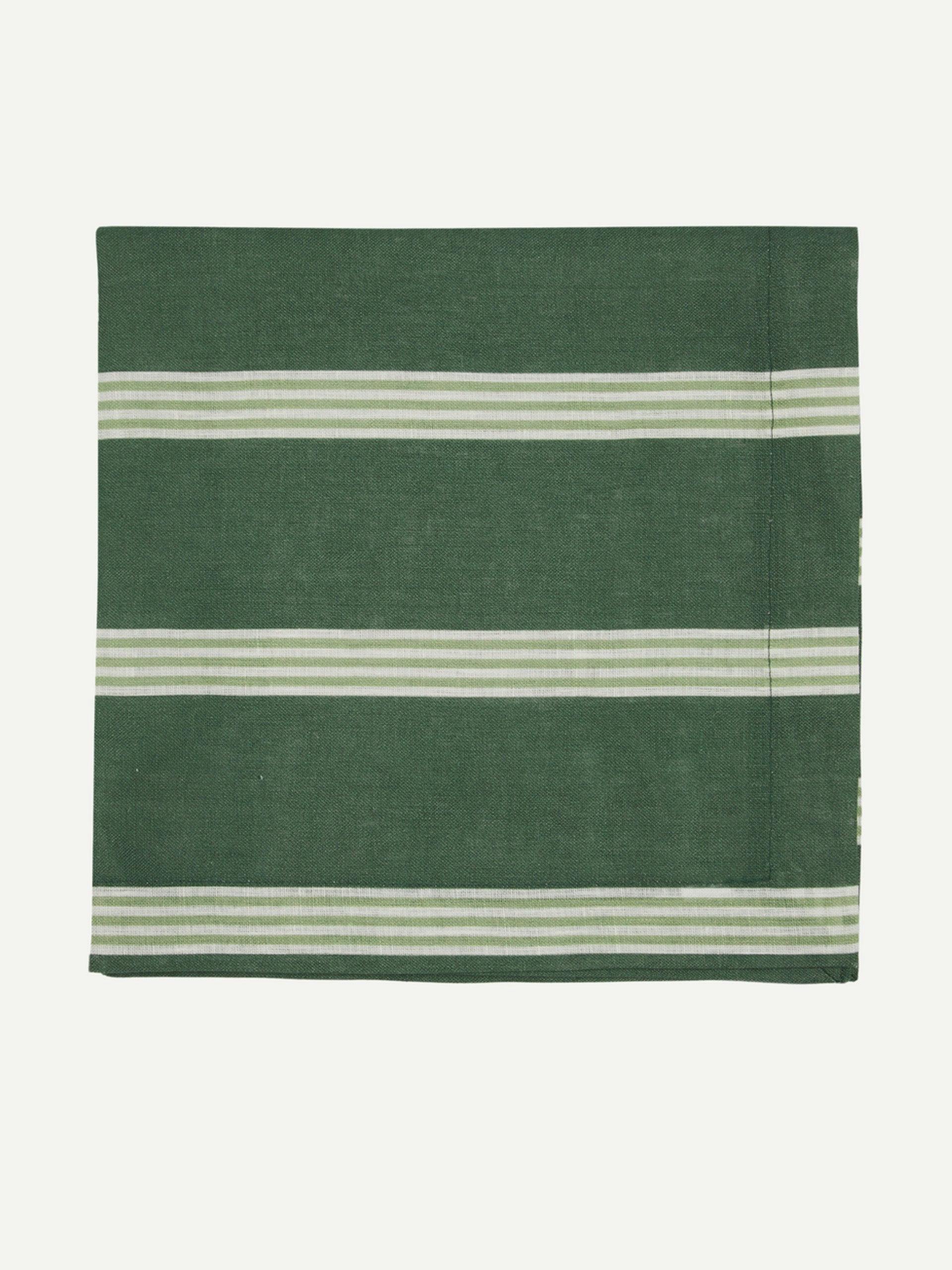 Green striped linen napkin
