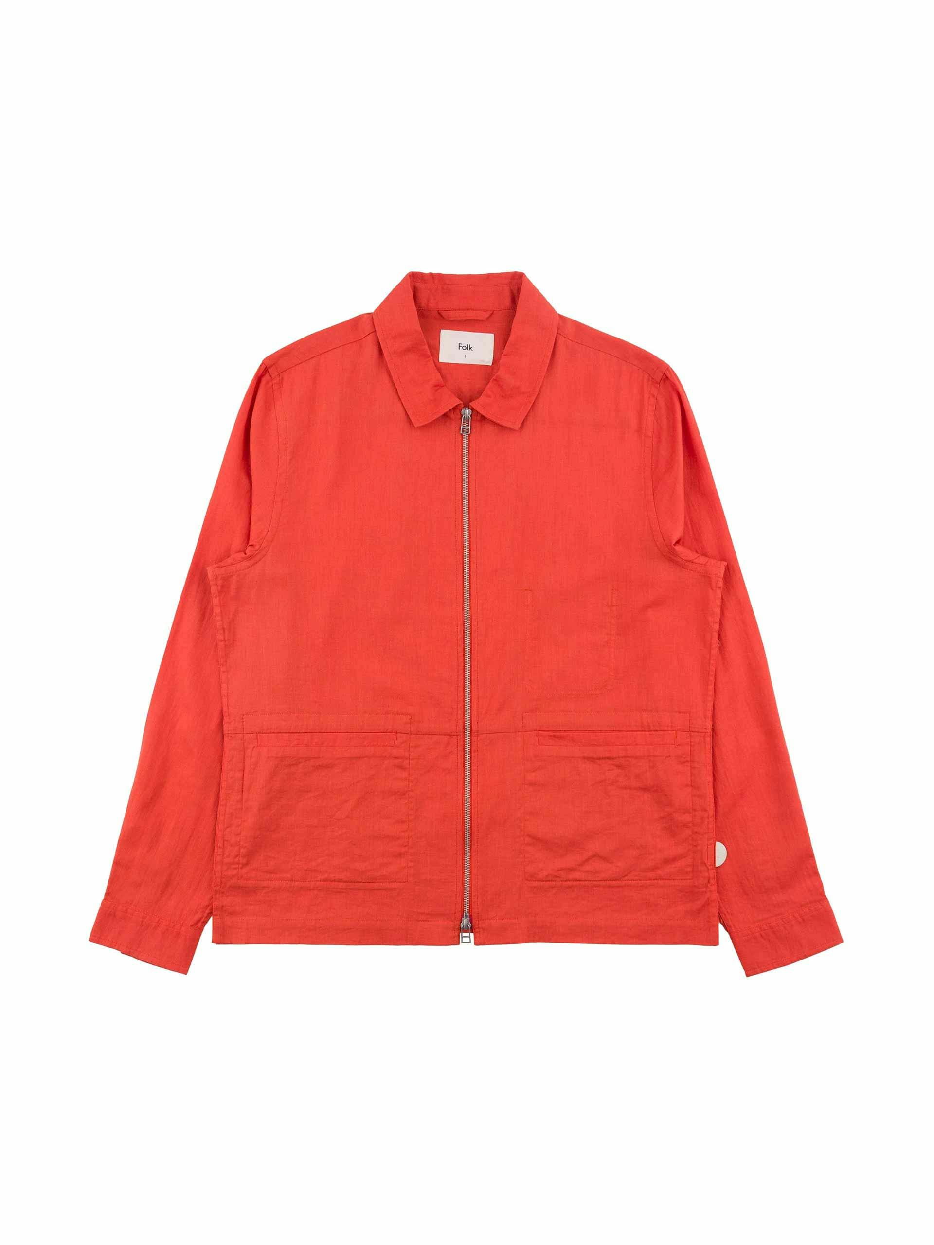 Red zip shirt jacket