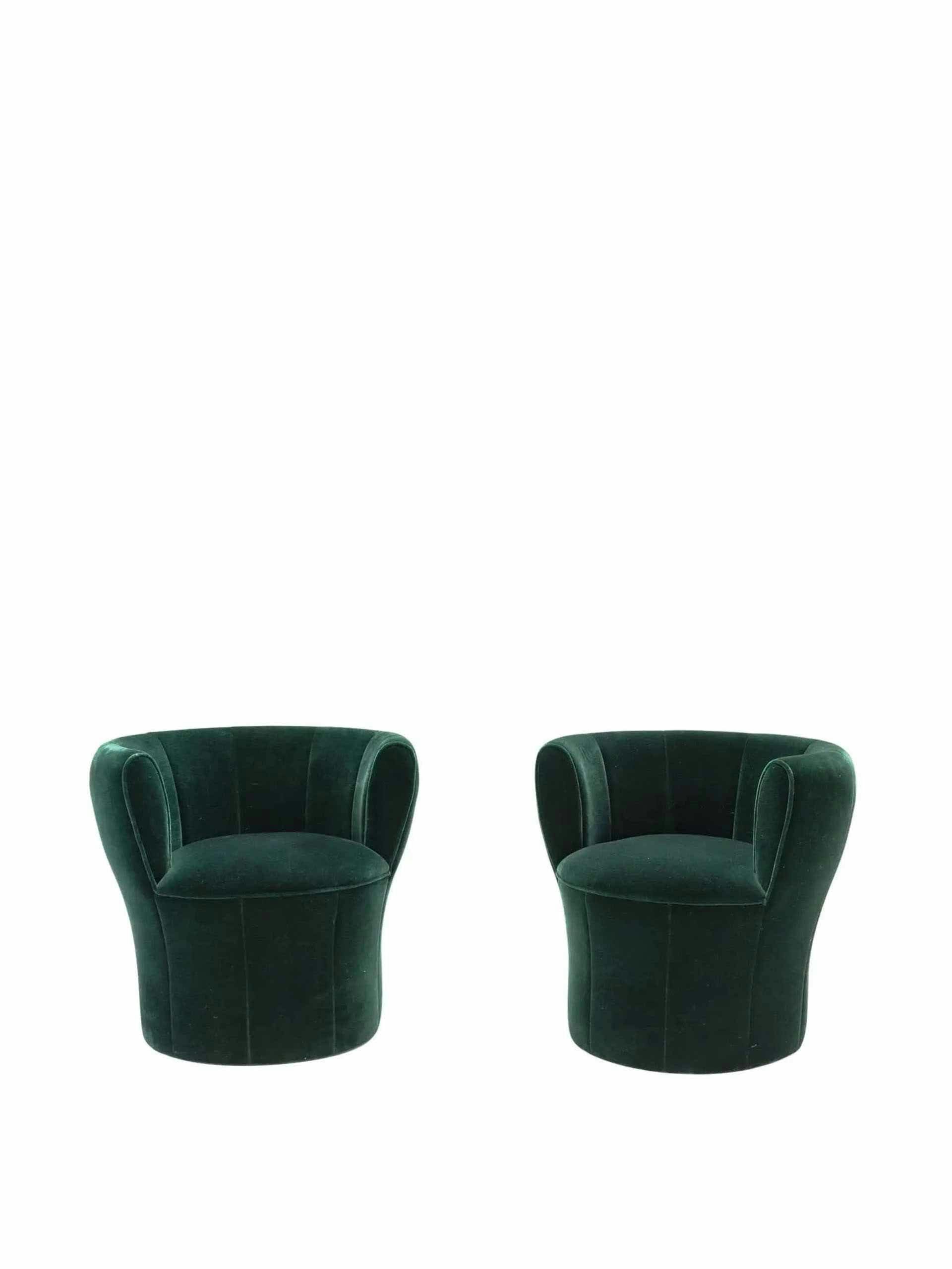 Green velvet chairs (set of two)
