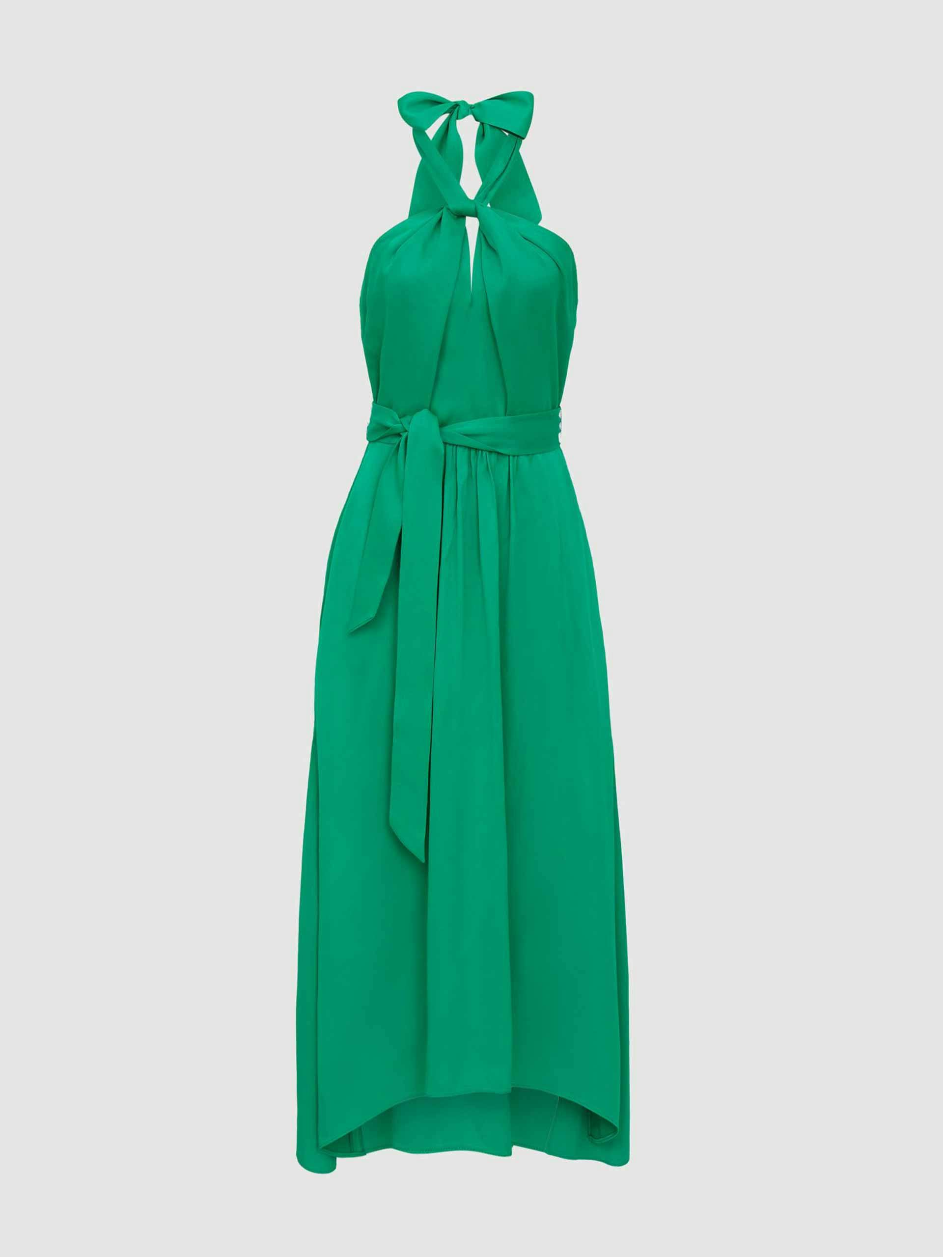 Green halter-neck midi dress