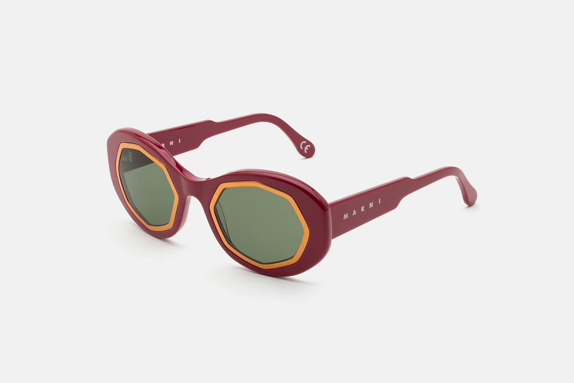 Dark red oversized acetate sunglasses