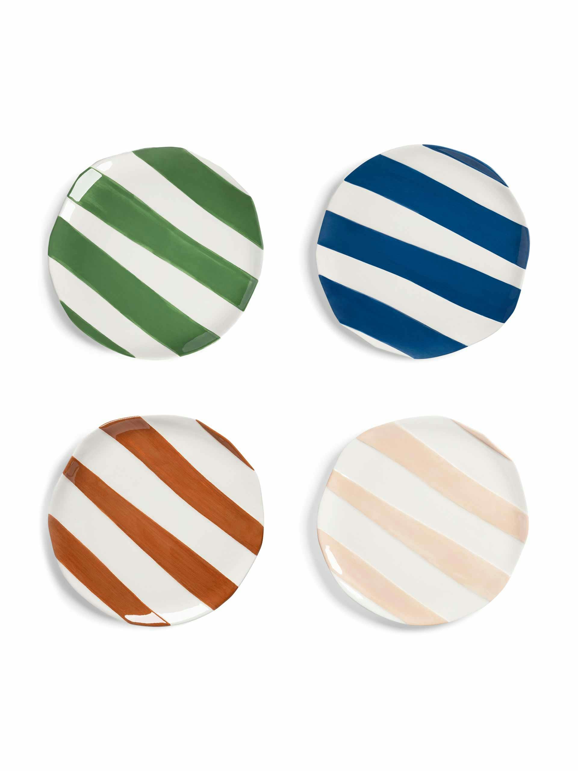 Striped side plates (set of 4)