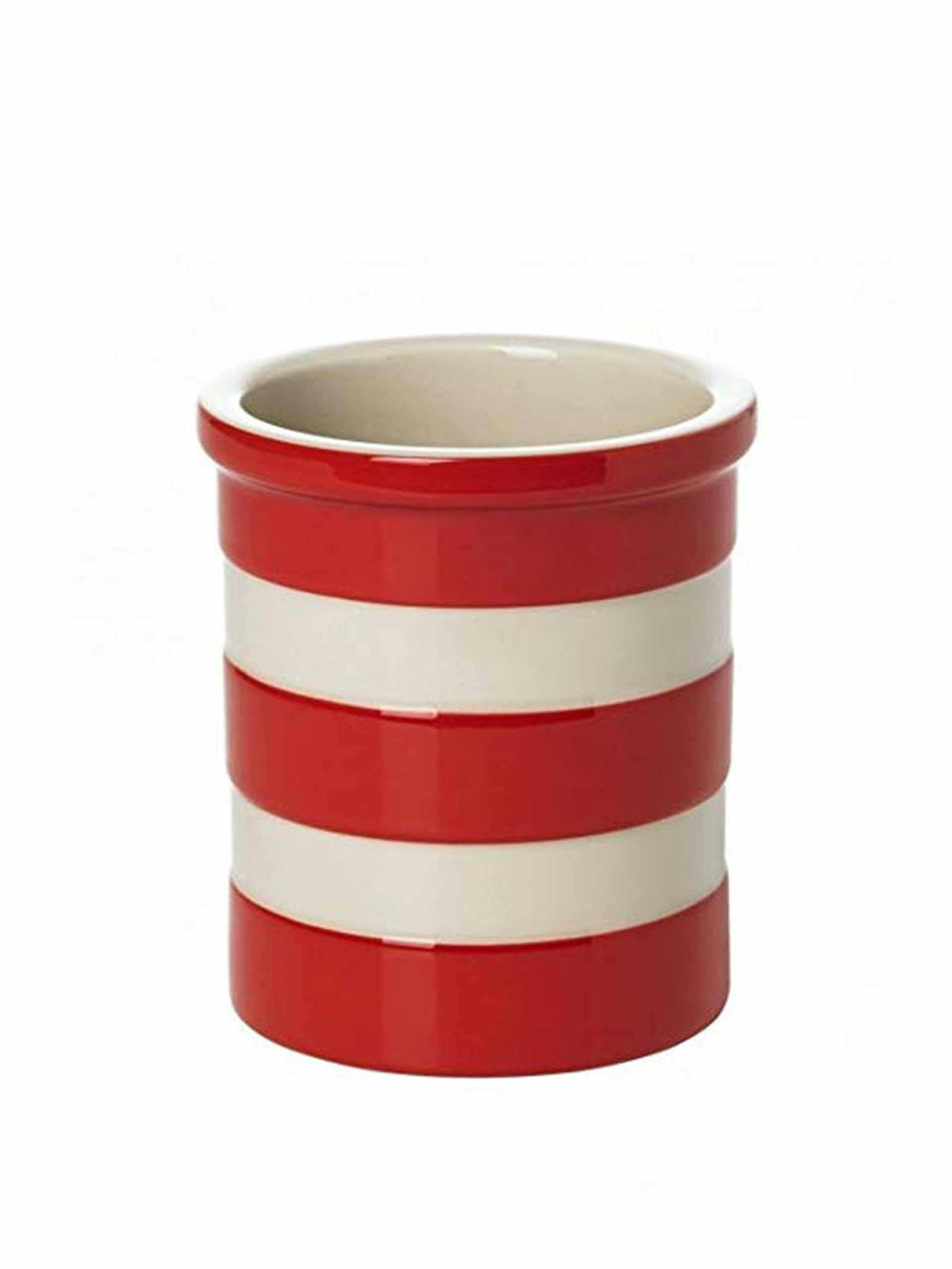 Red stripe cutlery pot