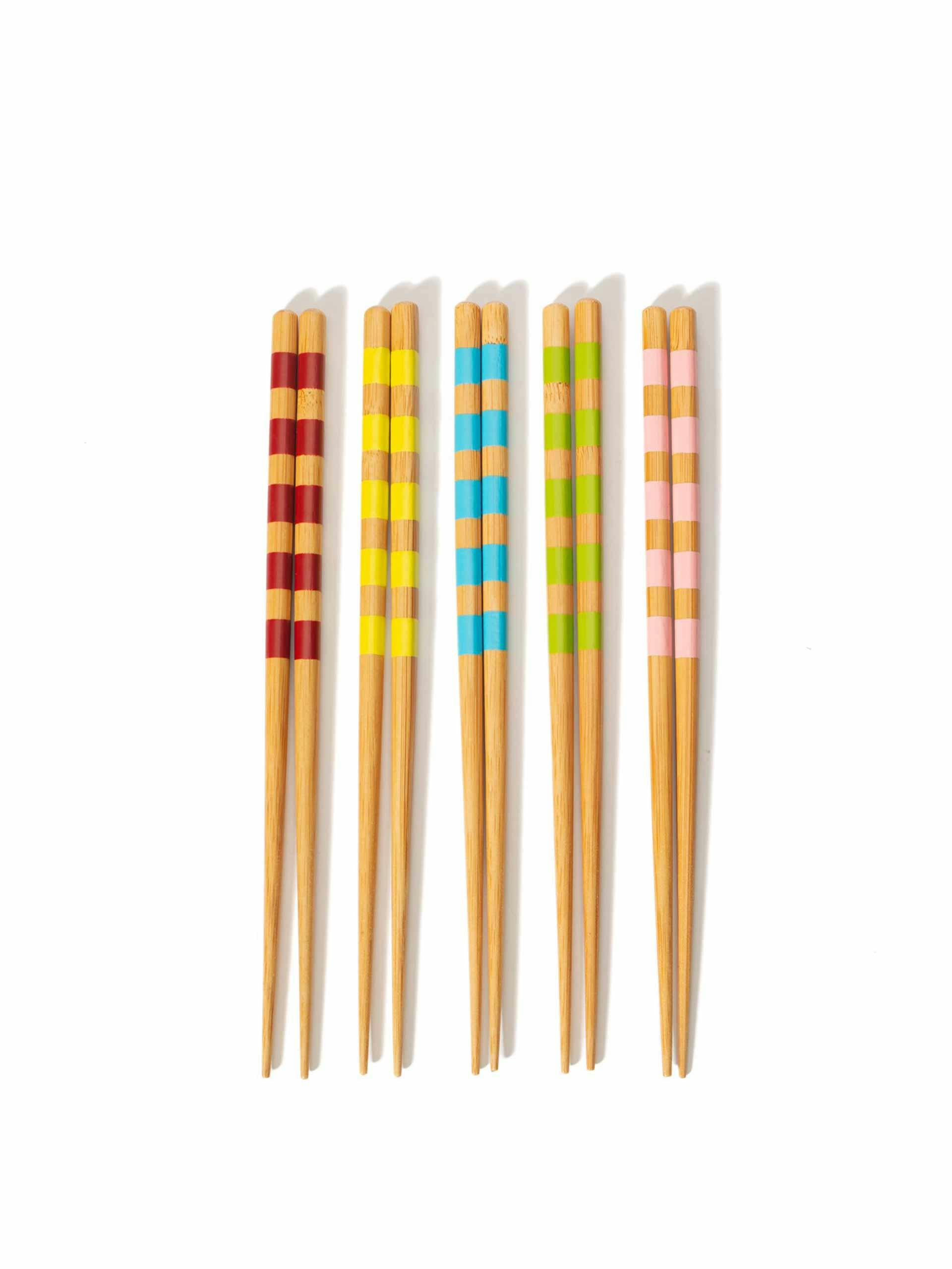 Coloured striped chopsticks (set of 5)