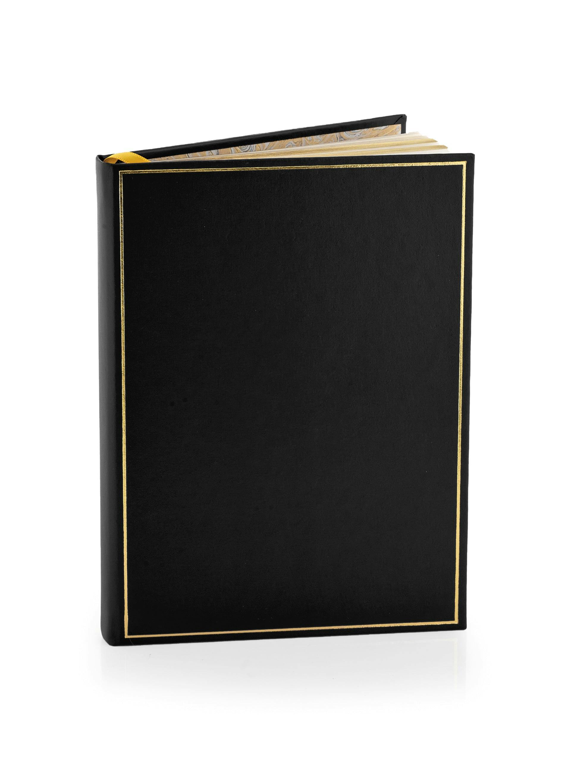 Black leather hostess book