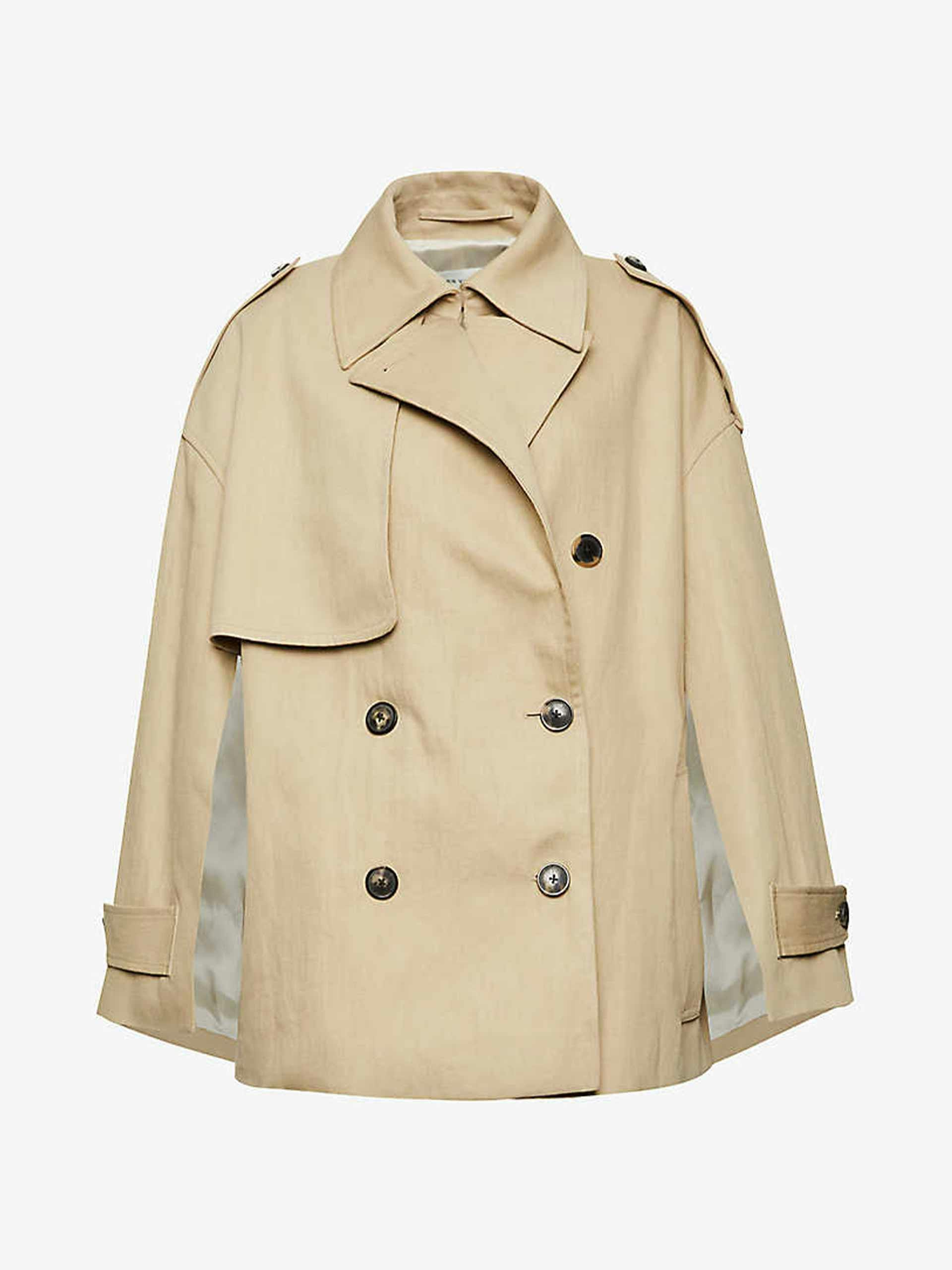Cotton and linen blend double breasted coat