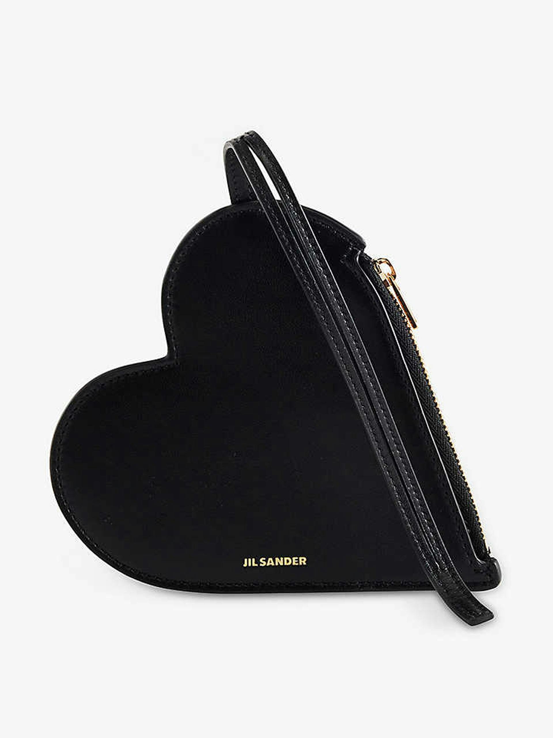 Heart-shaped leather pouch