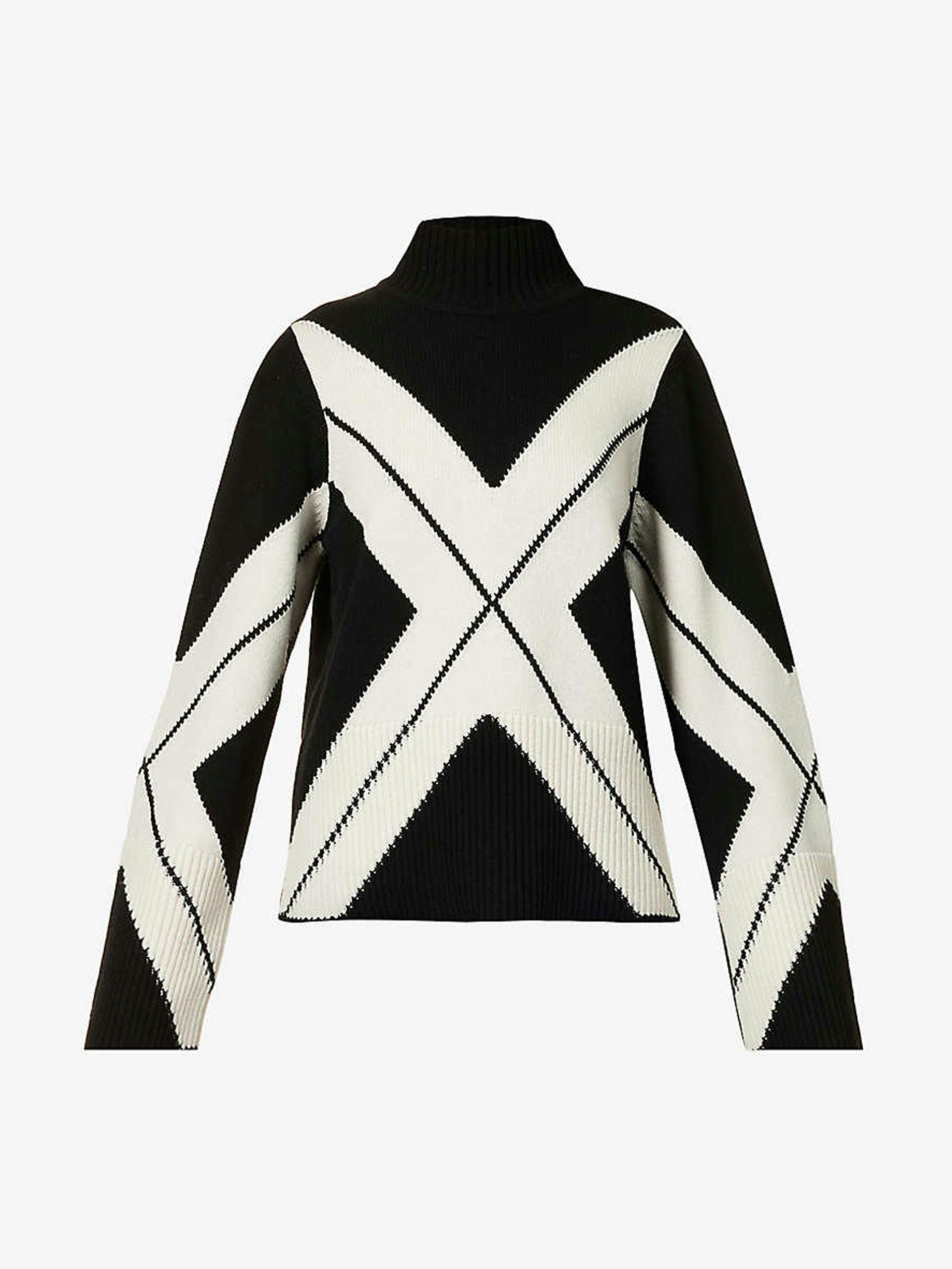 Black and white geometric printed jumper