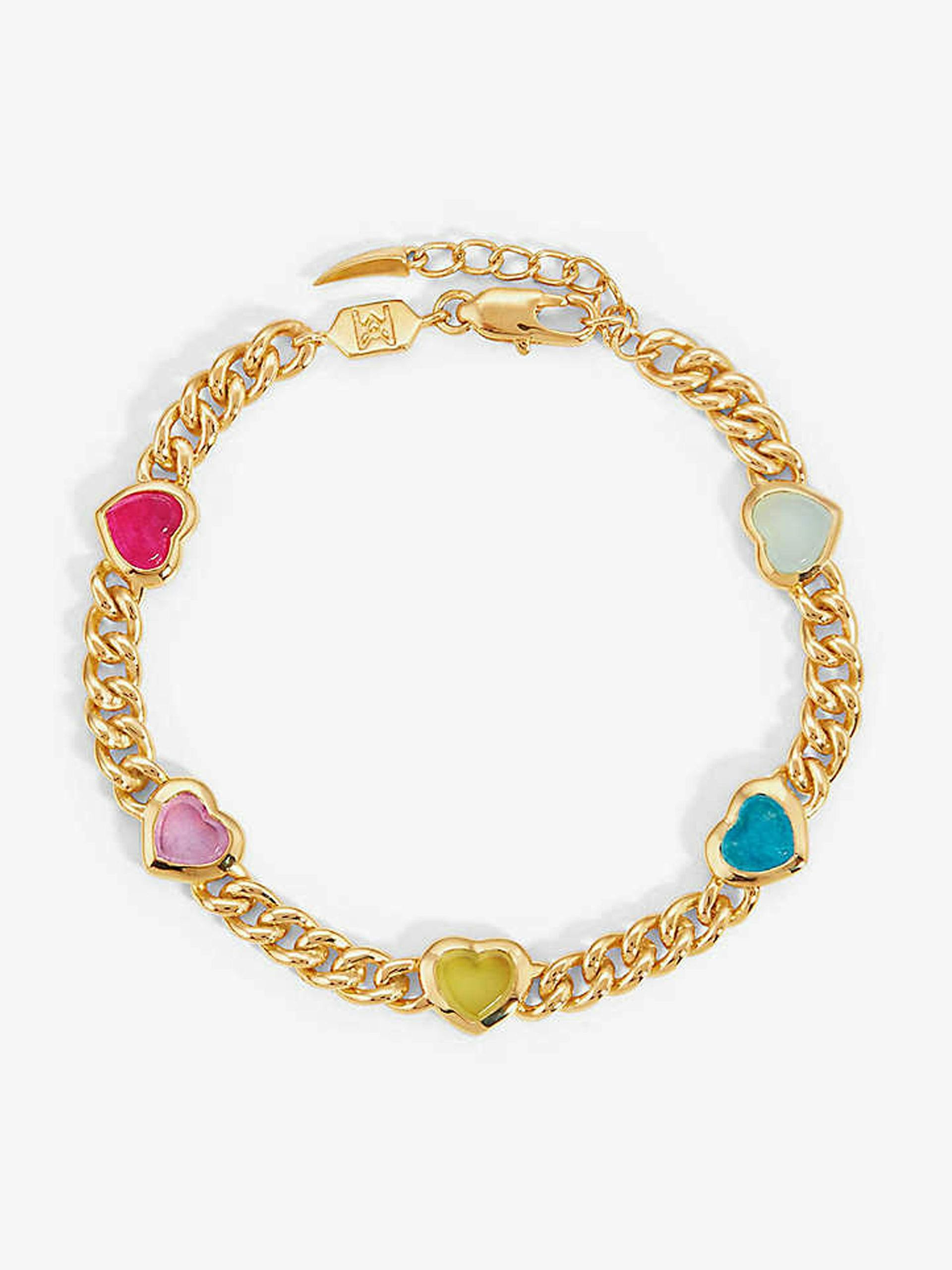 Jelly heart gemstone charm bracelet