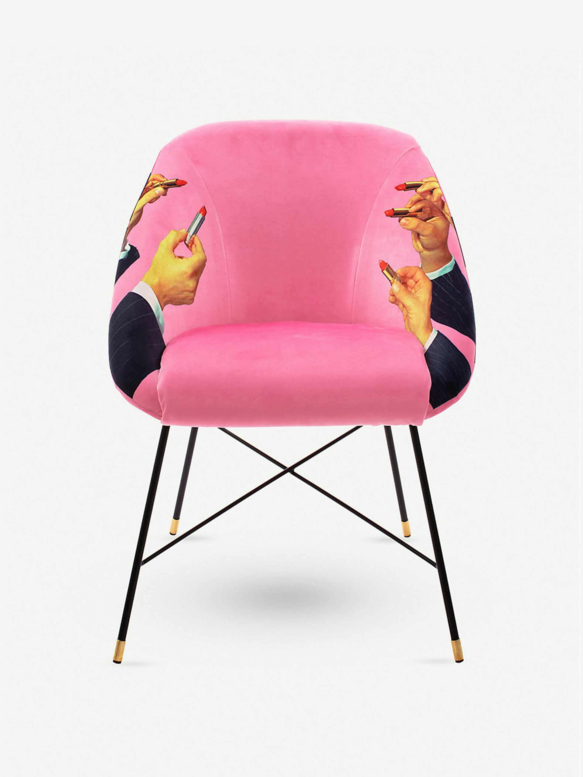 Pink lipstick print chair