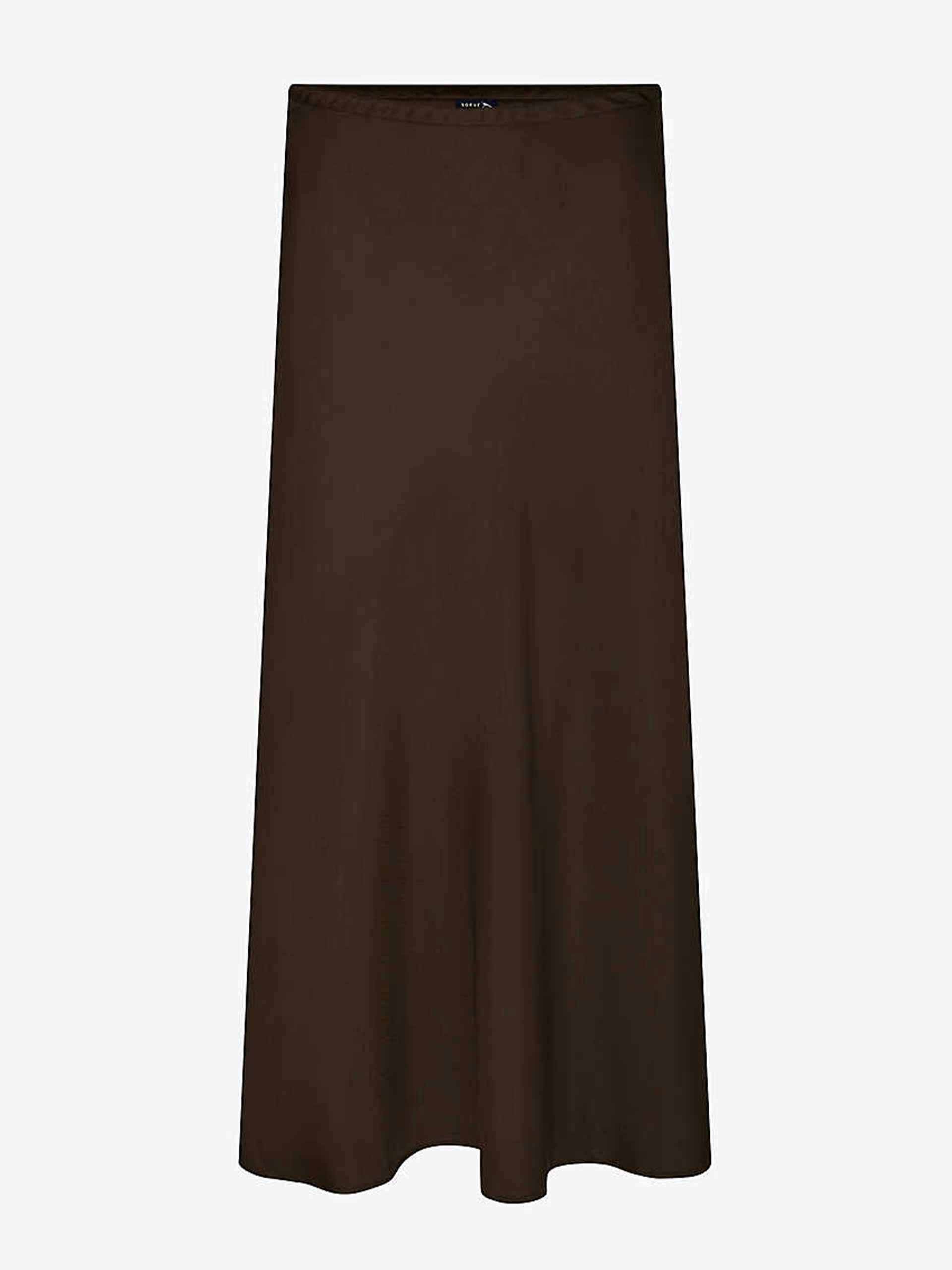 Woven brown midi skirt with elasticated waist