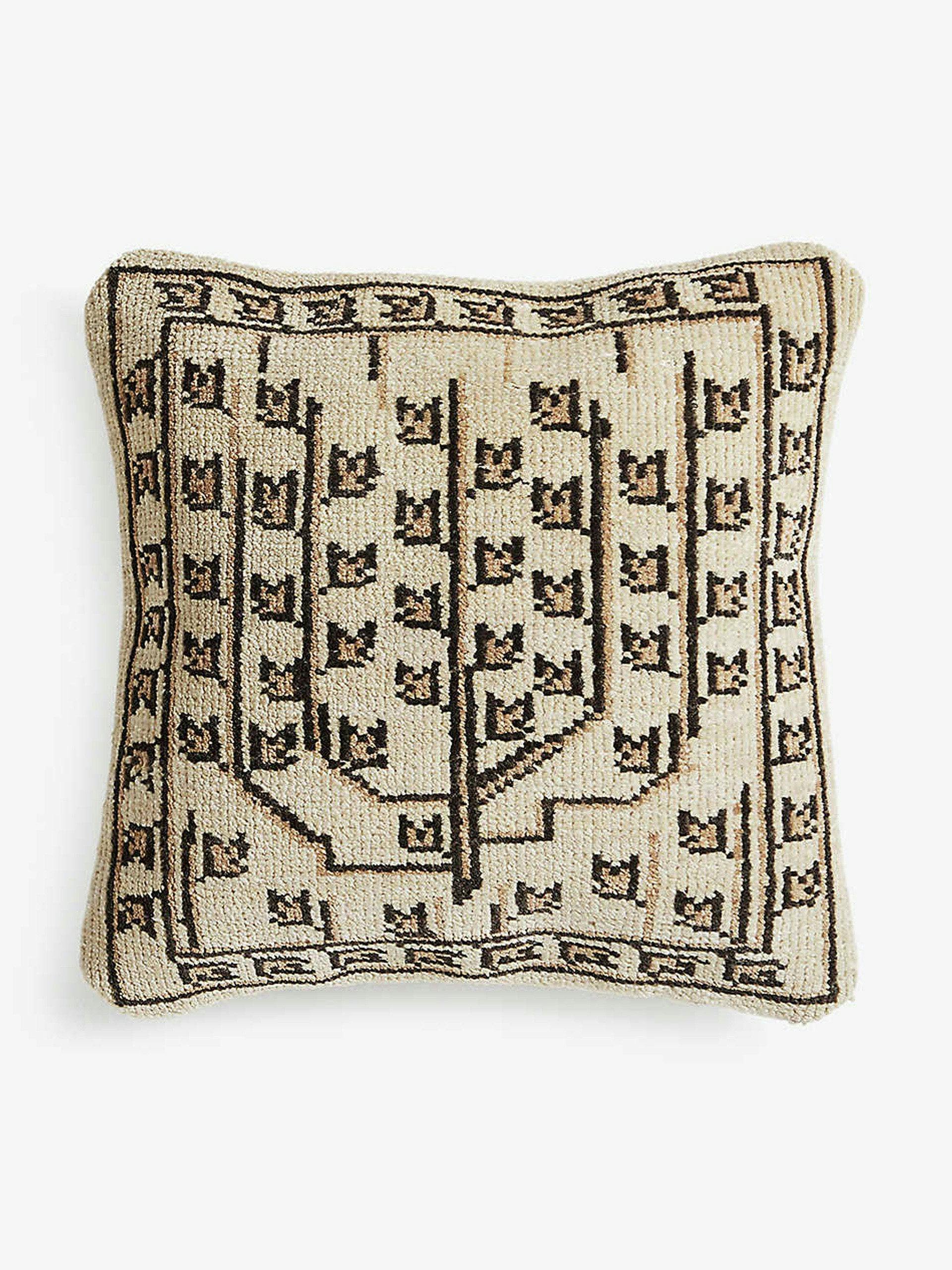 Jute and cotton-blend tapestry cushion
