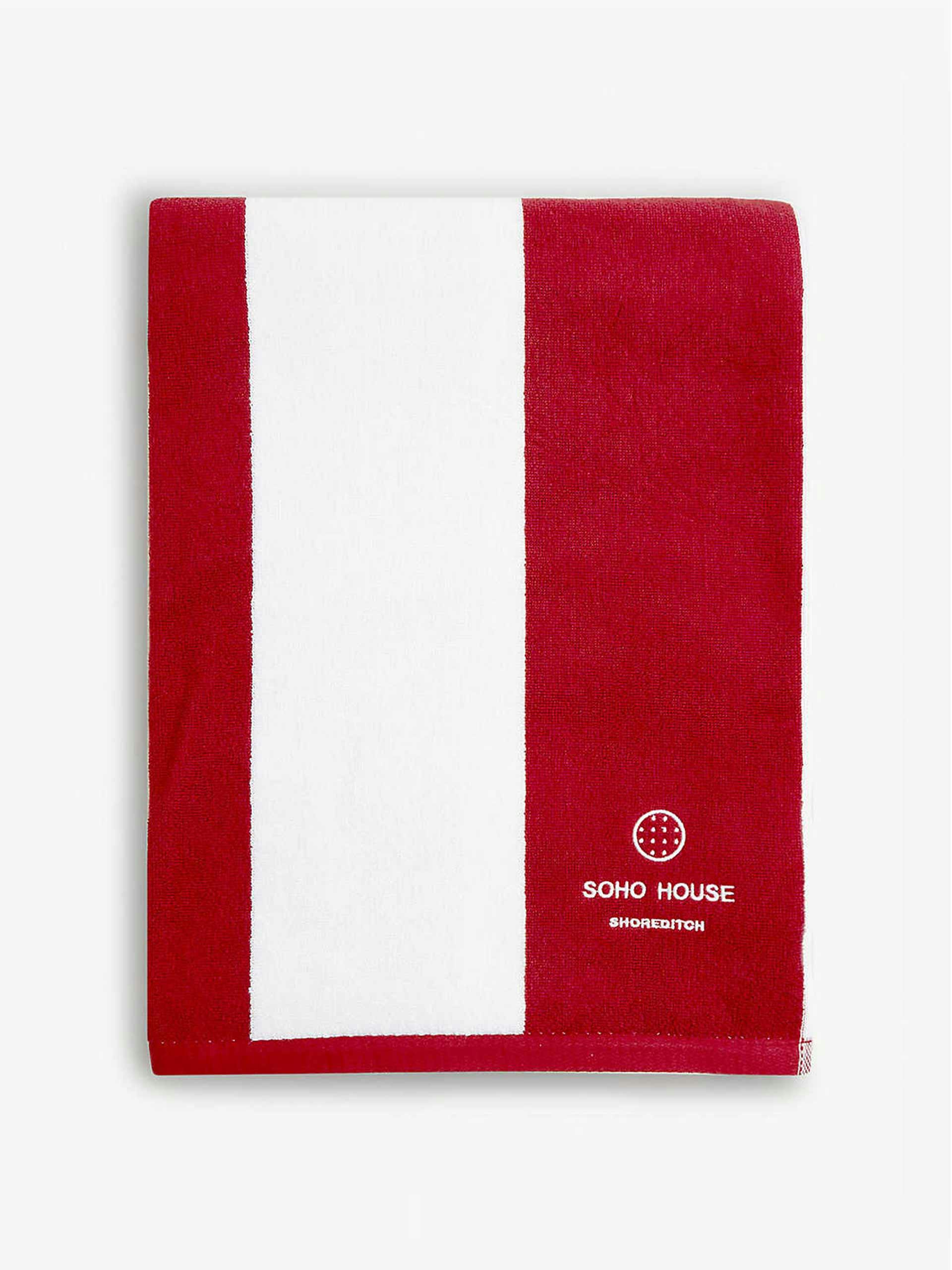 Red and white striped towel