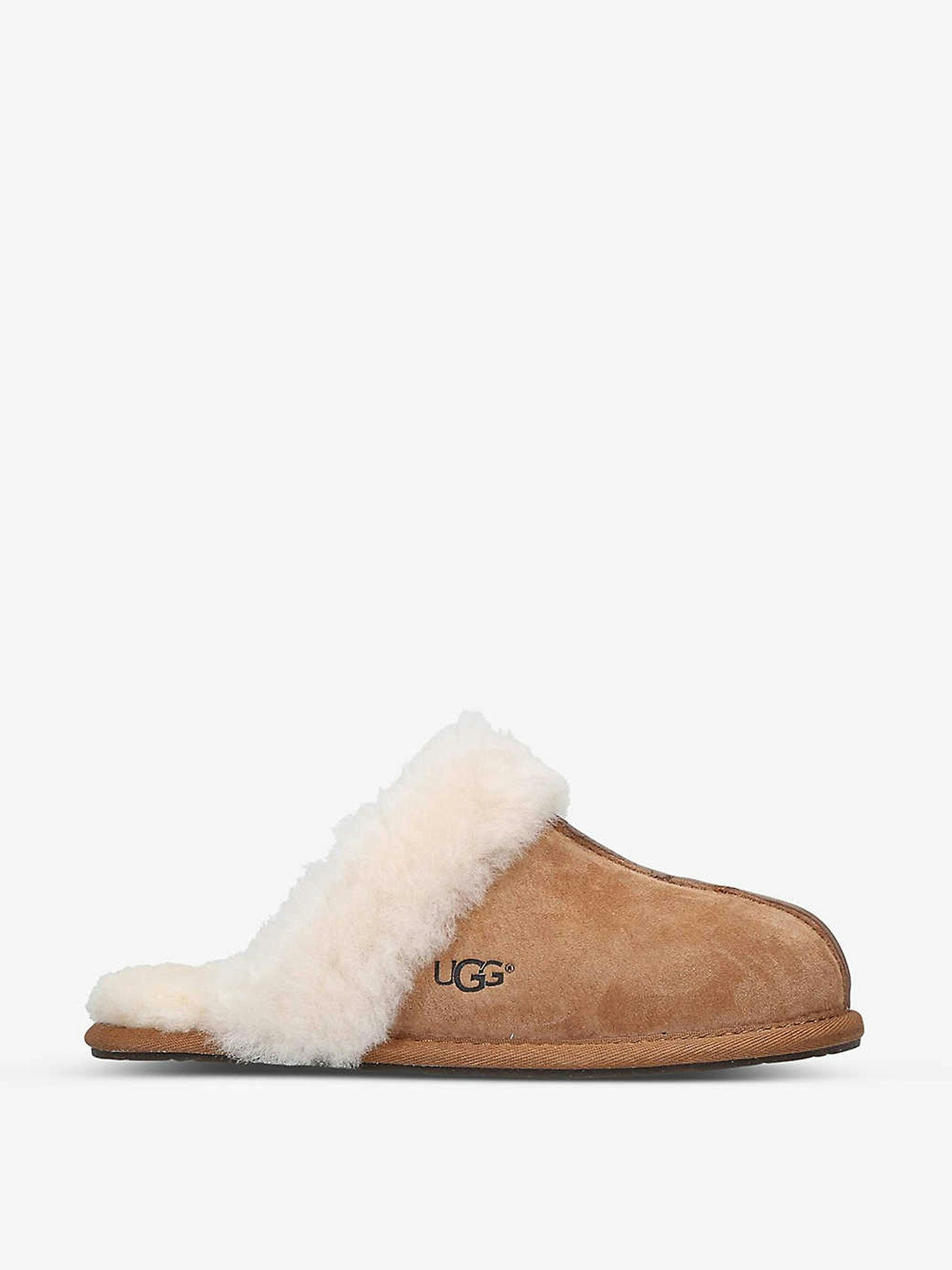 Suede and sheepskin slippers
