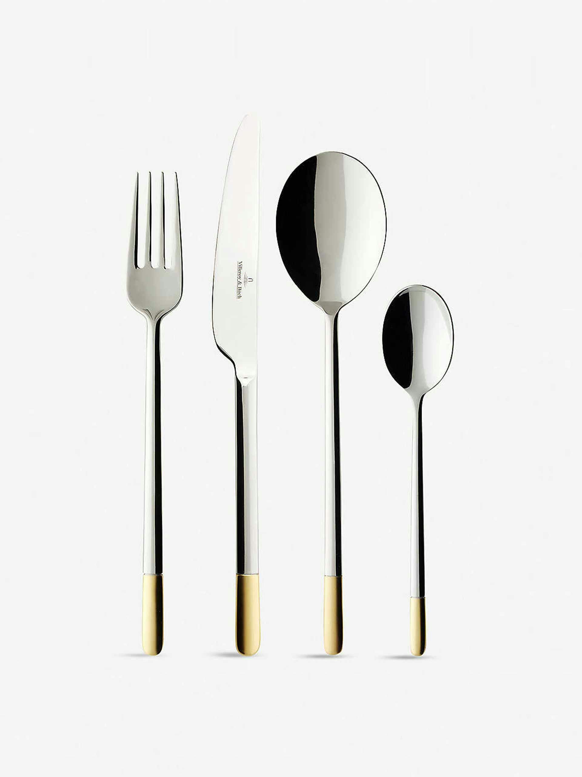 Gold plated stainless steel cutlery (113 piece set)