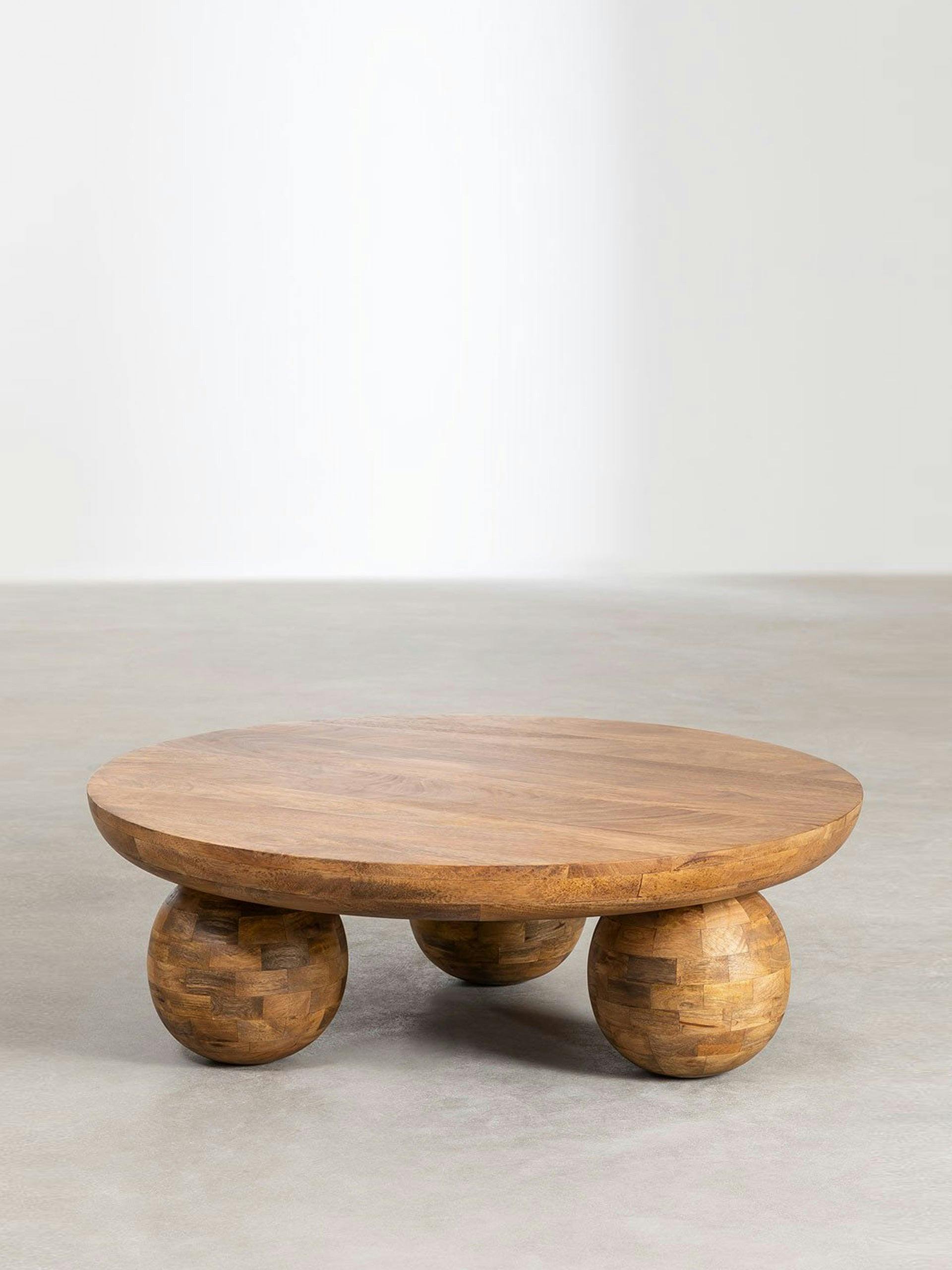 Mango wood round coffee table
