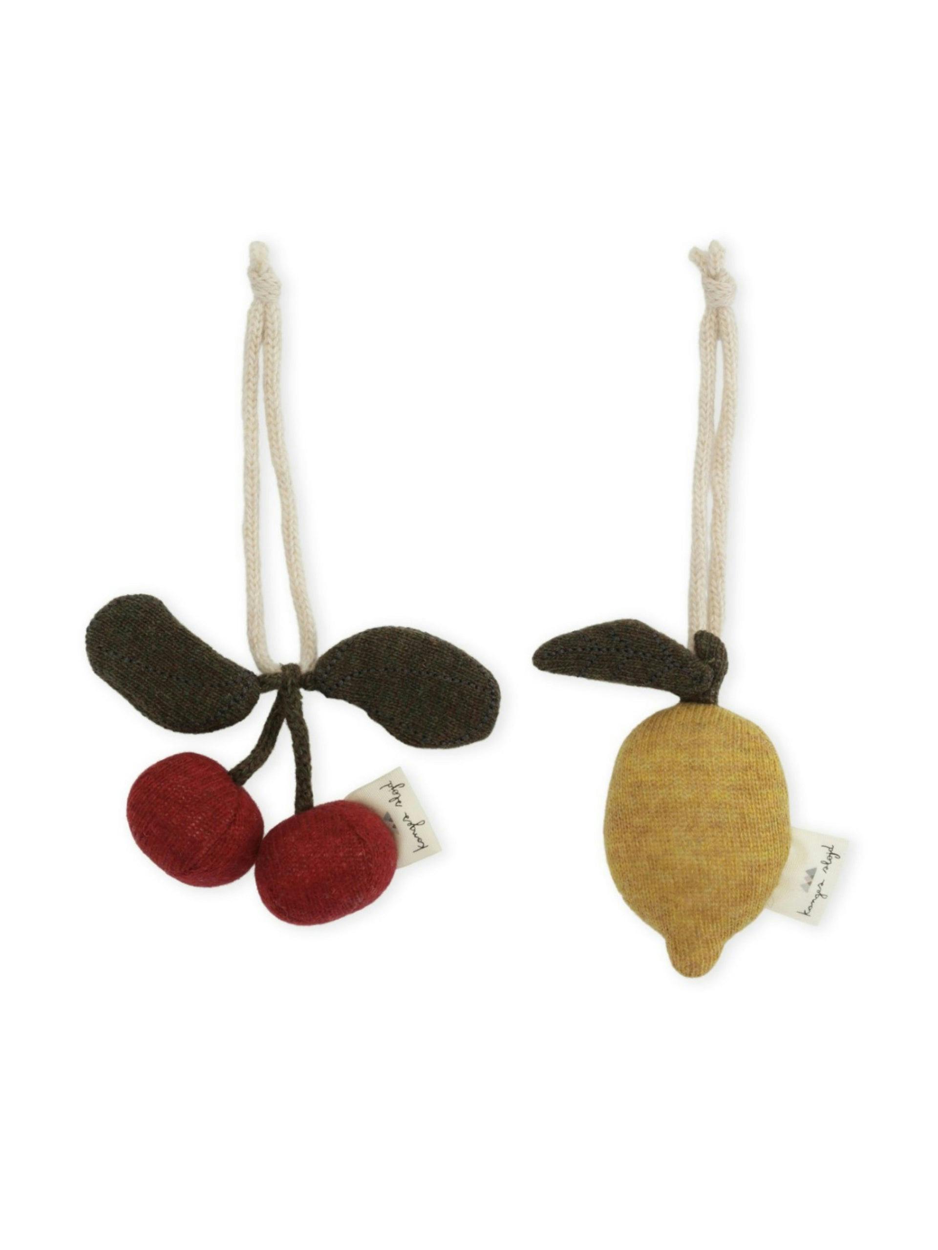 Knitted hanging fruit toys (set of 2)