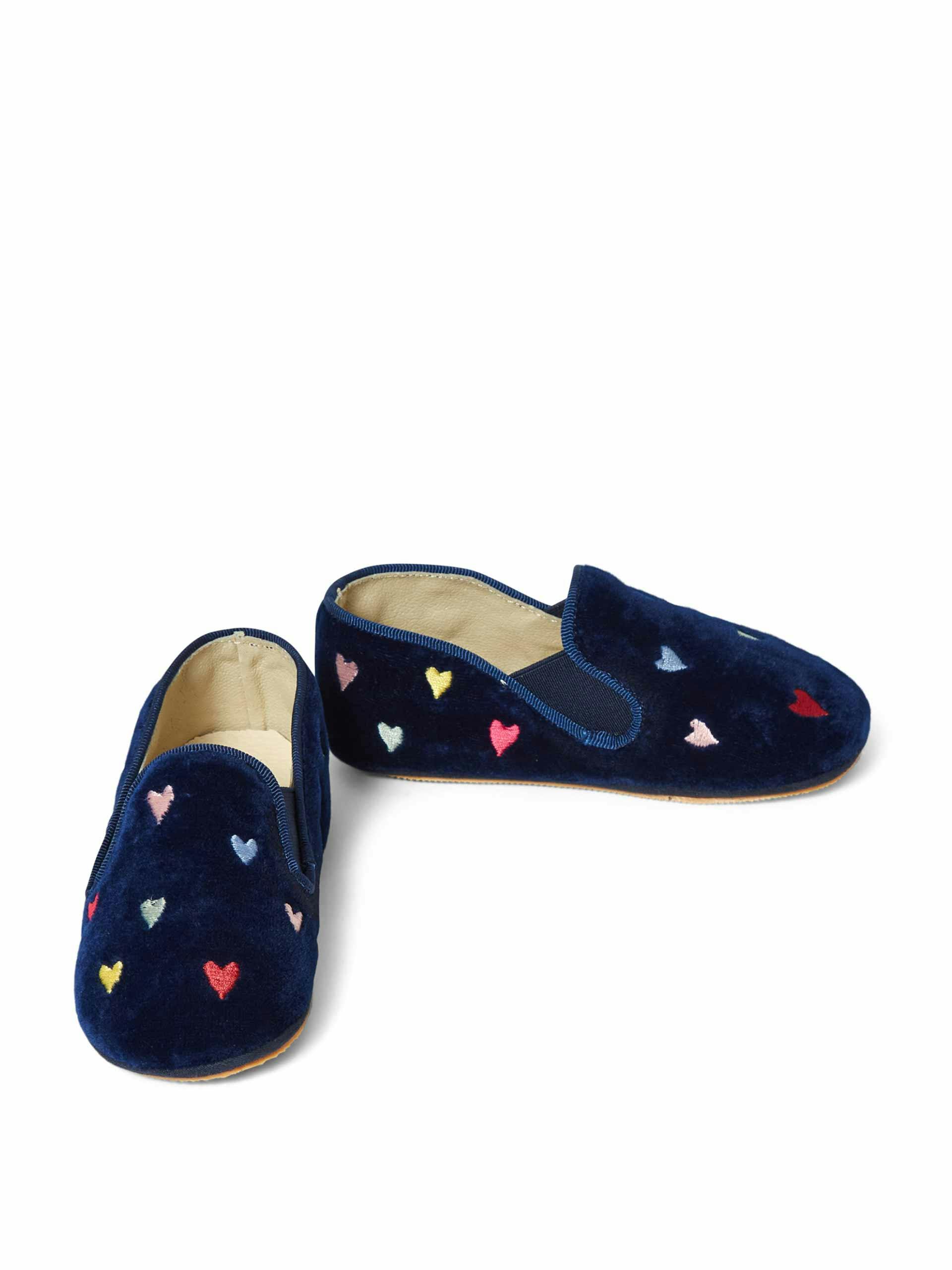 Navy heart slippers
