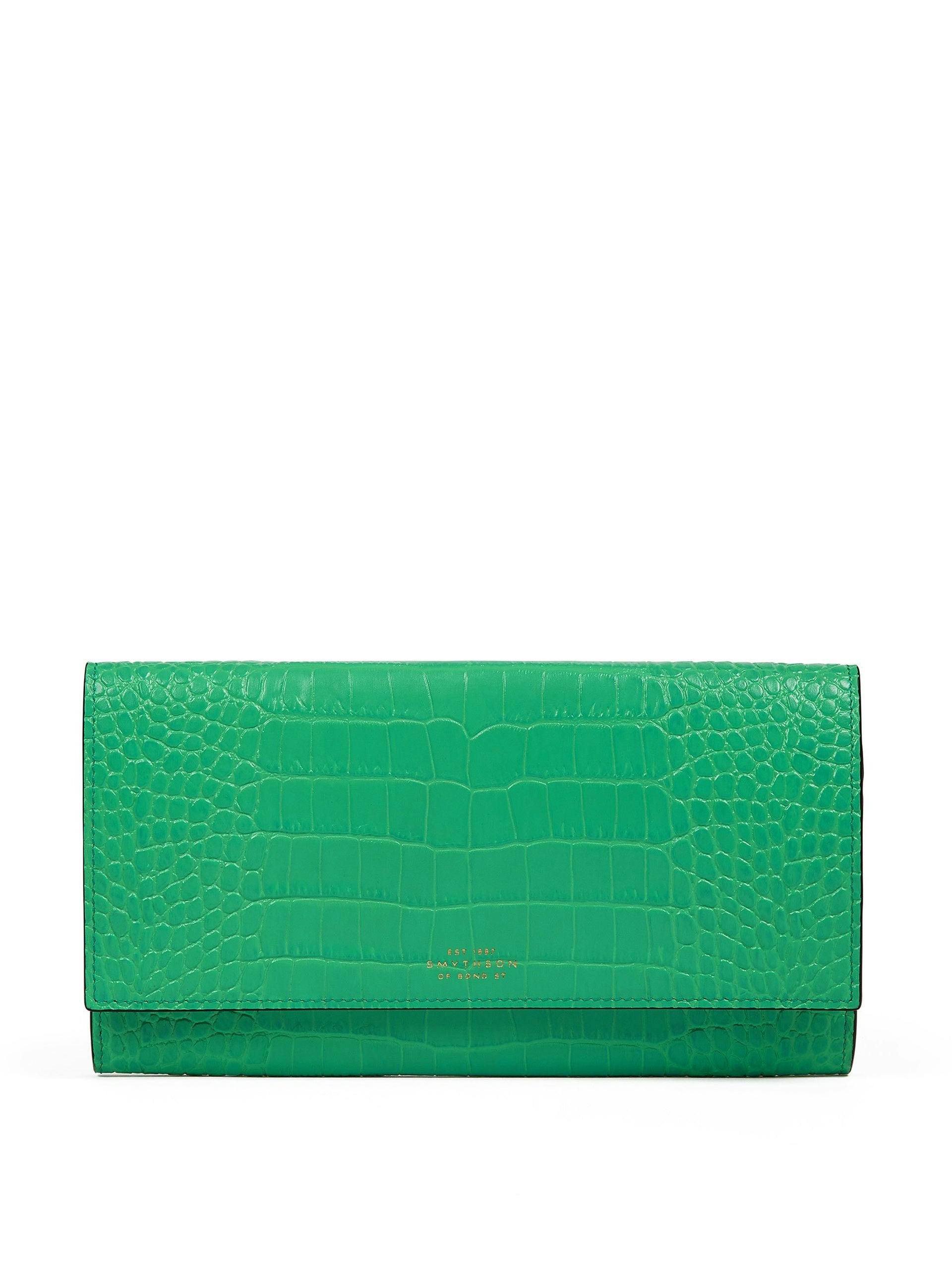 Crocodile embossed leather travel wallet