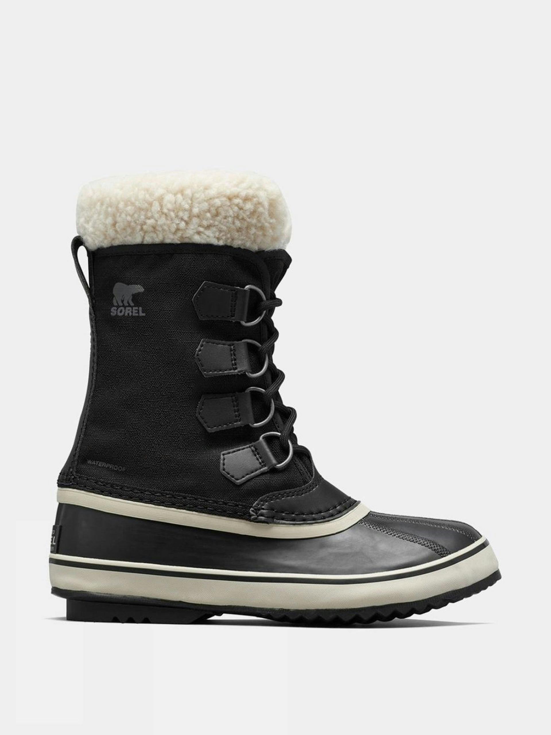 Mixed fabric and shearling black boots