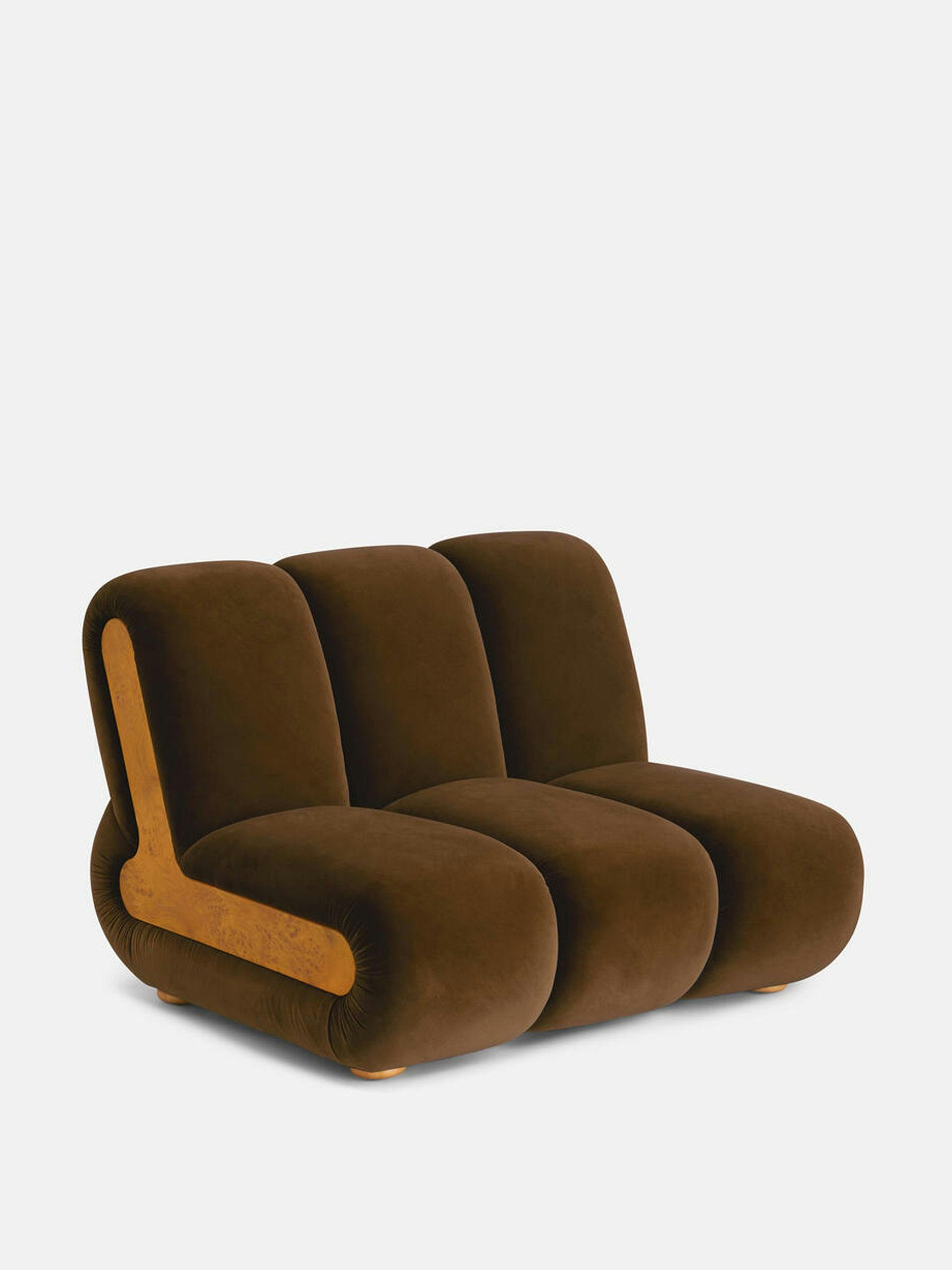 Noelle Modular armchair in velvet mustard