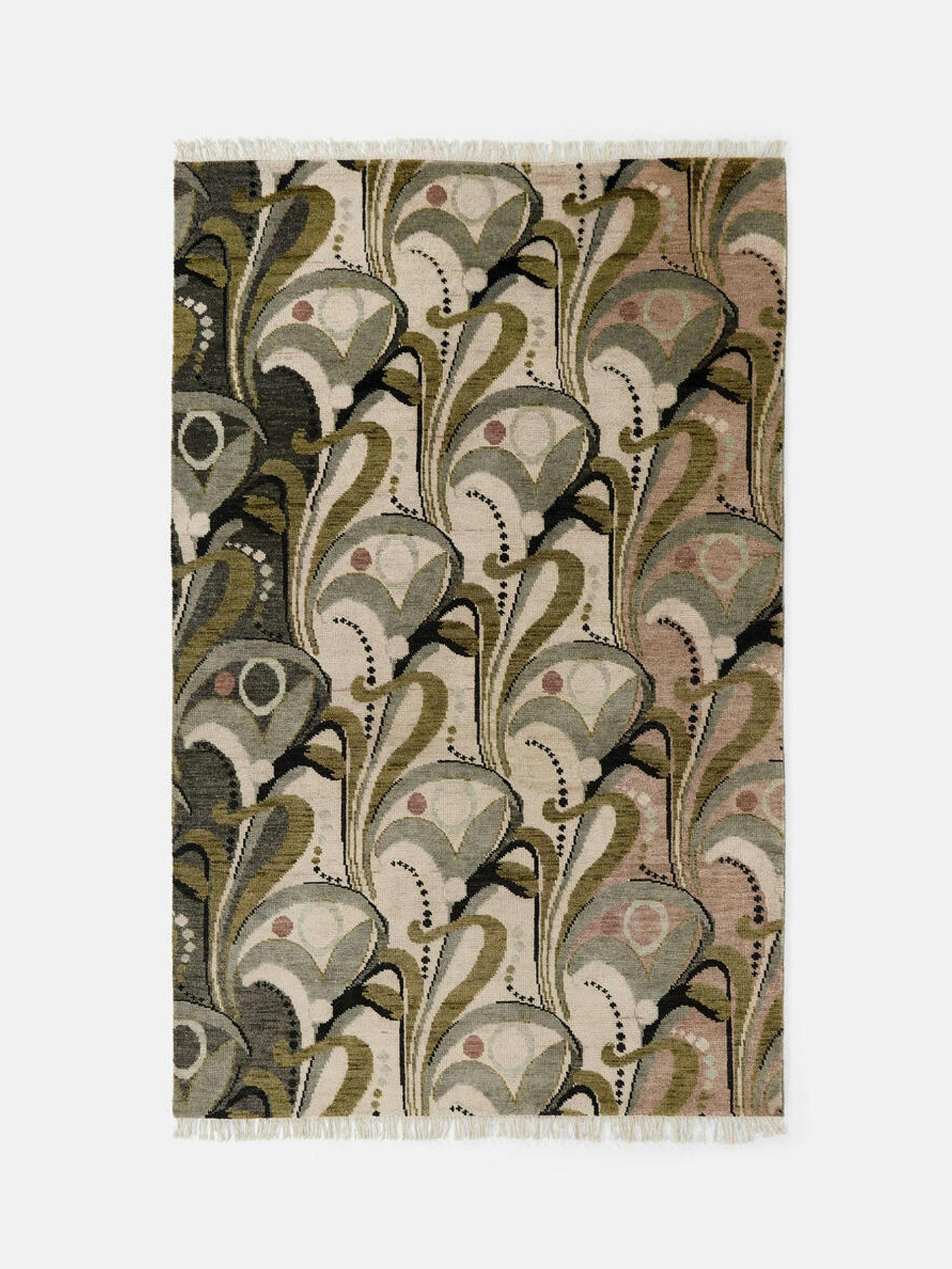 Art Nouveau inspired hand knotted rug