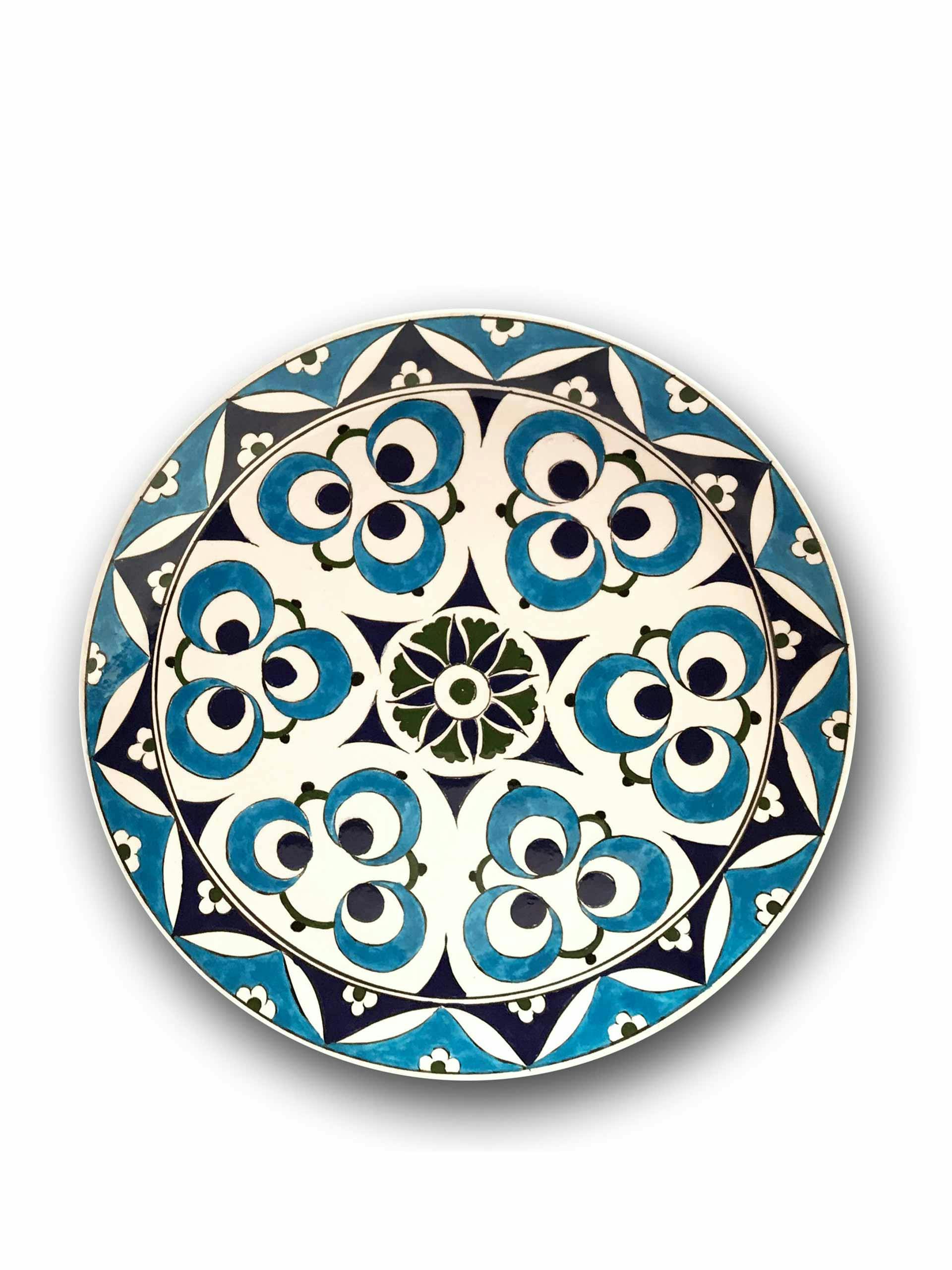 Blue patterned large dinner plate