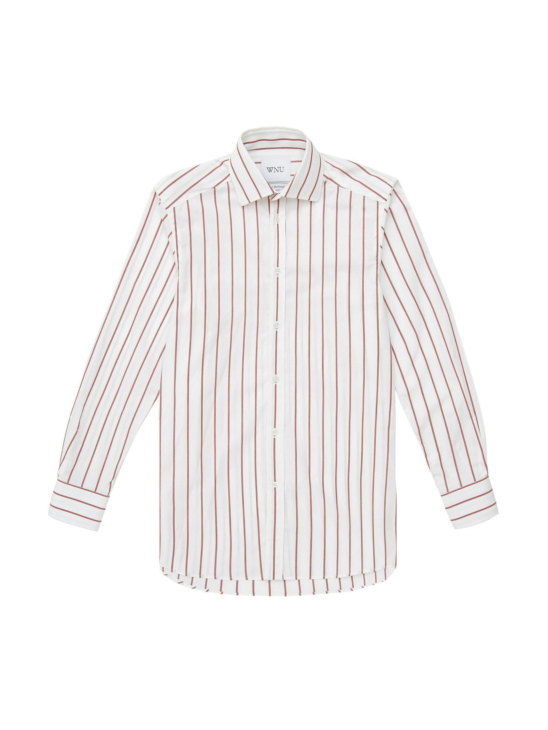 The Boyfriend: merlot stripe poplin shirt