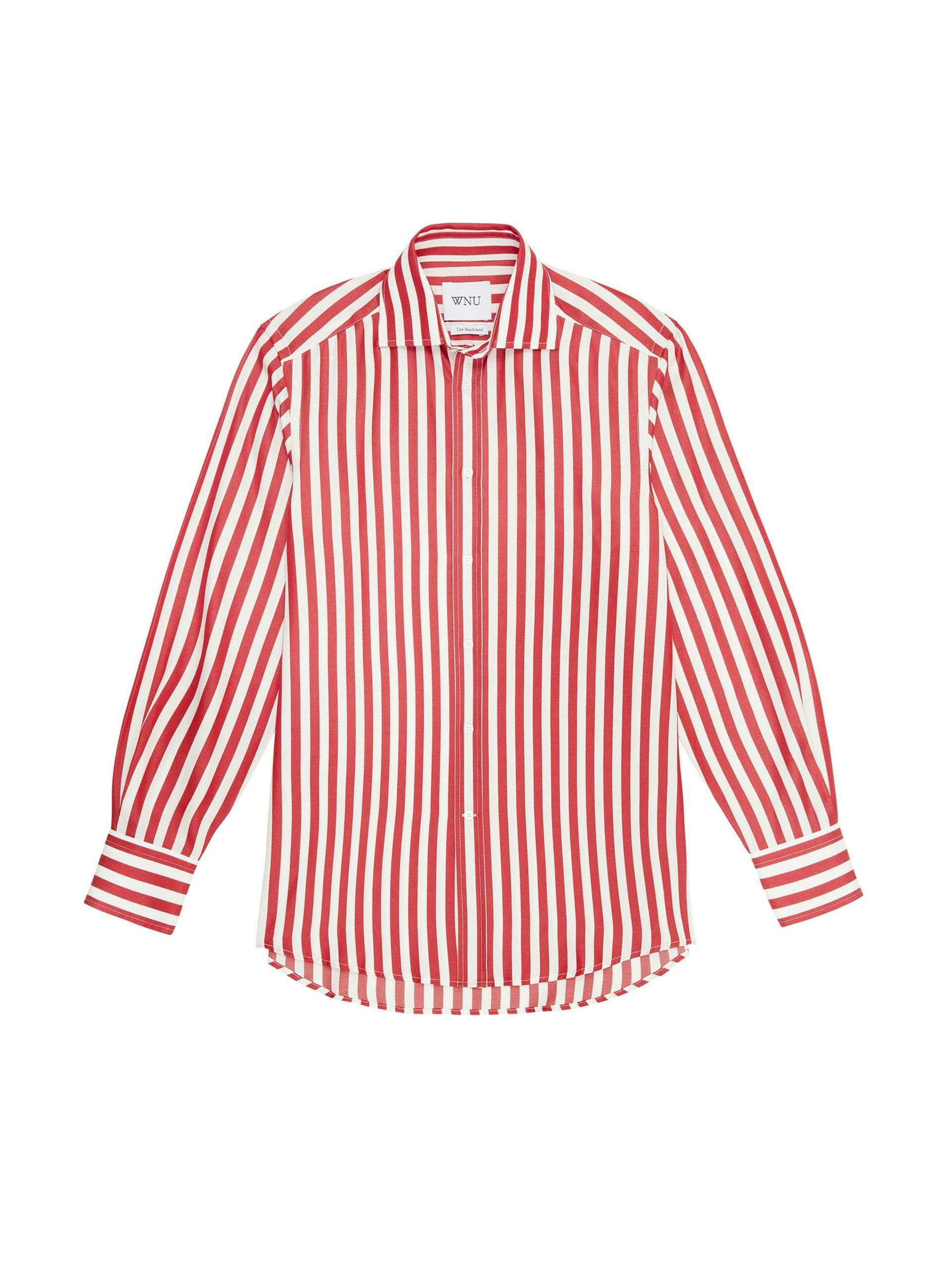 The Boyfriend: maple red stripe Tencel shirt