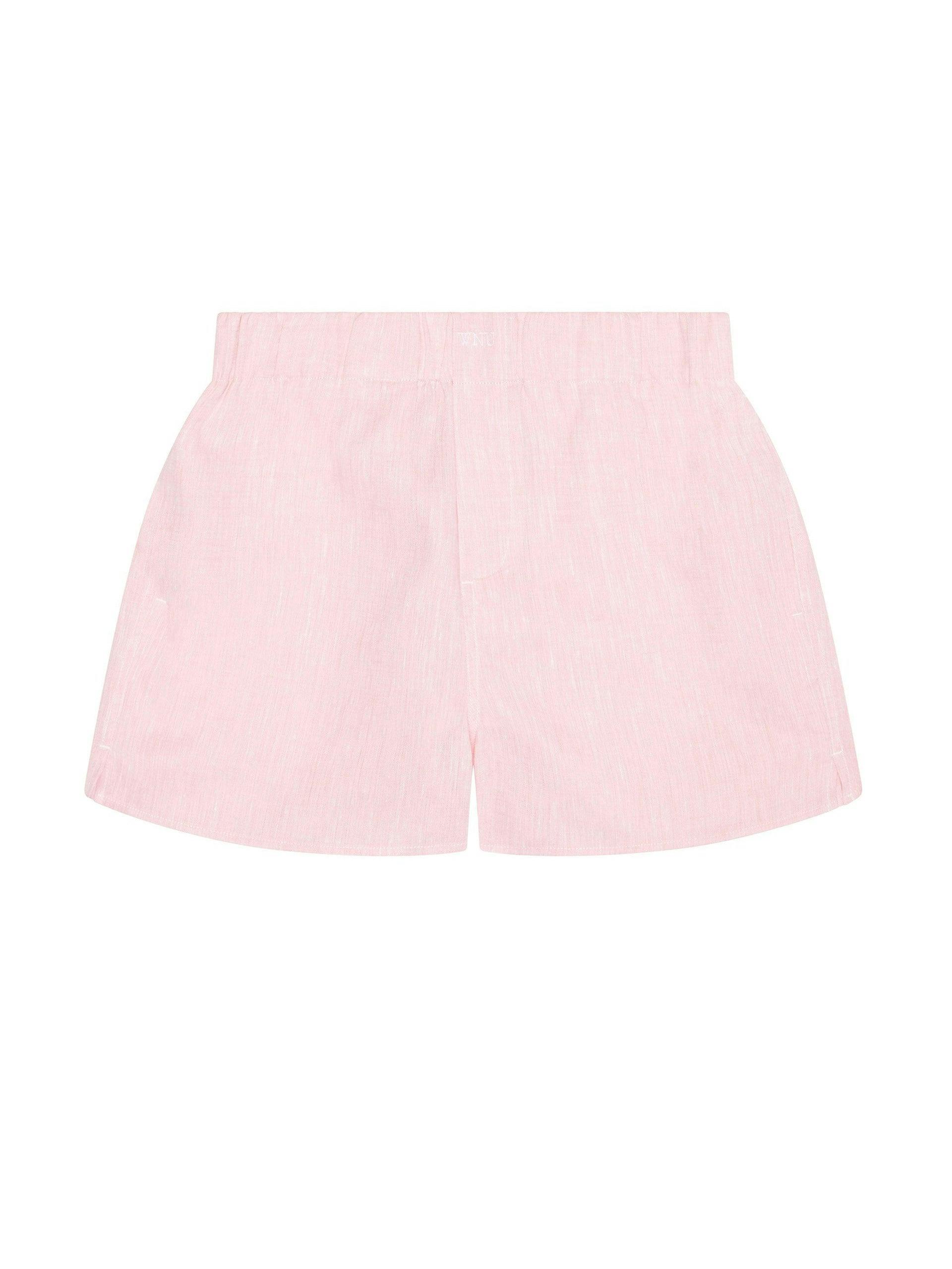 The Short: grapefruit pink linen