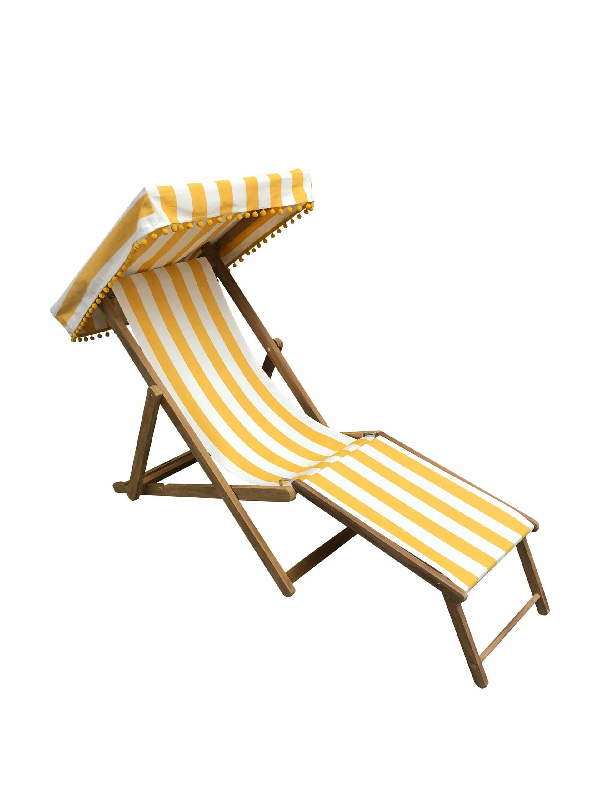 Edwardian deckchair with canopy and footstool