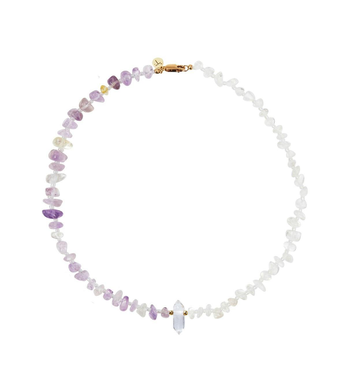 Clear quartz crystal necklace