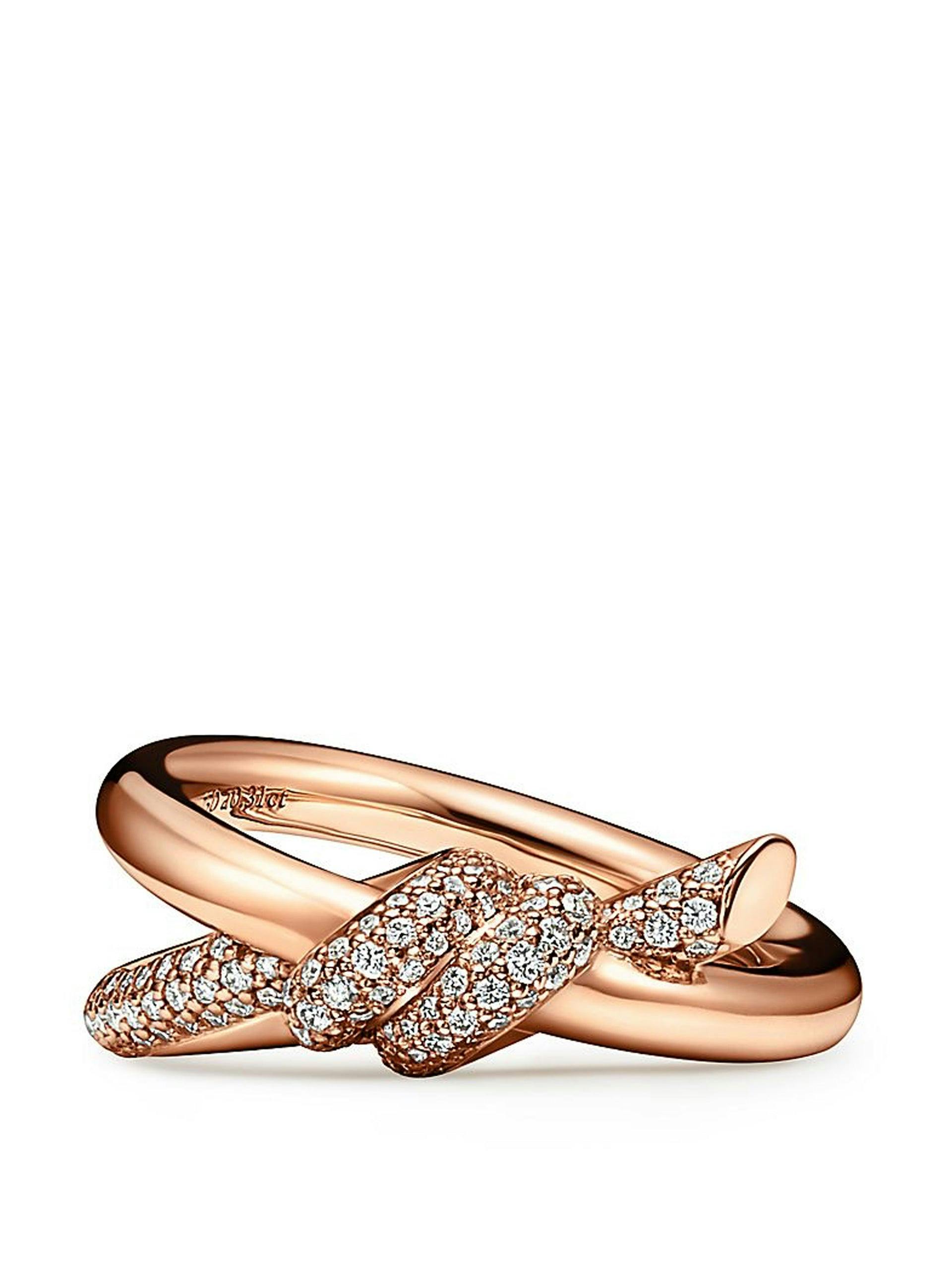 Rose gold diamond detail knot ring