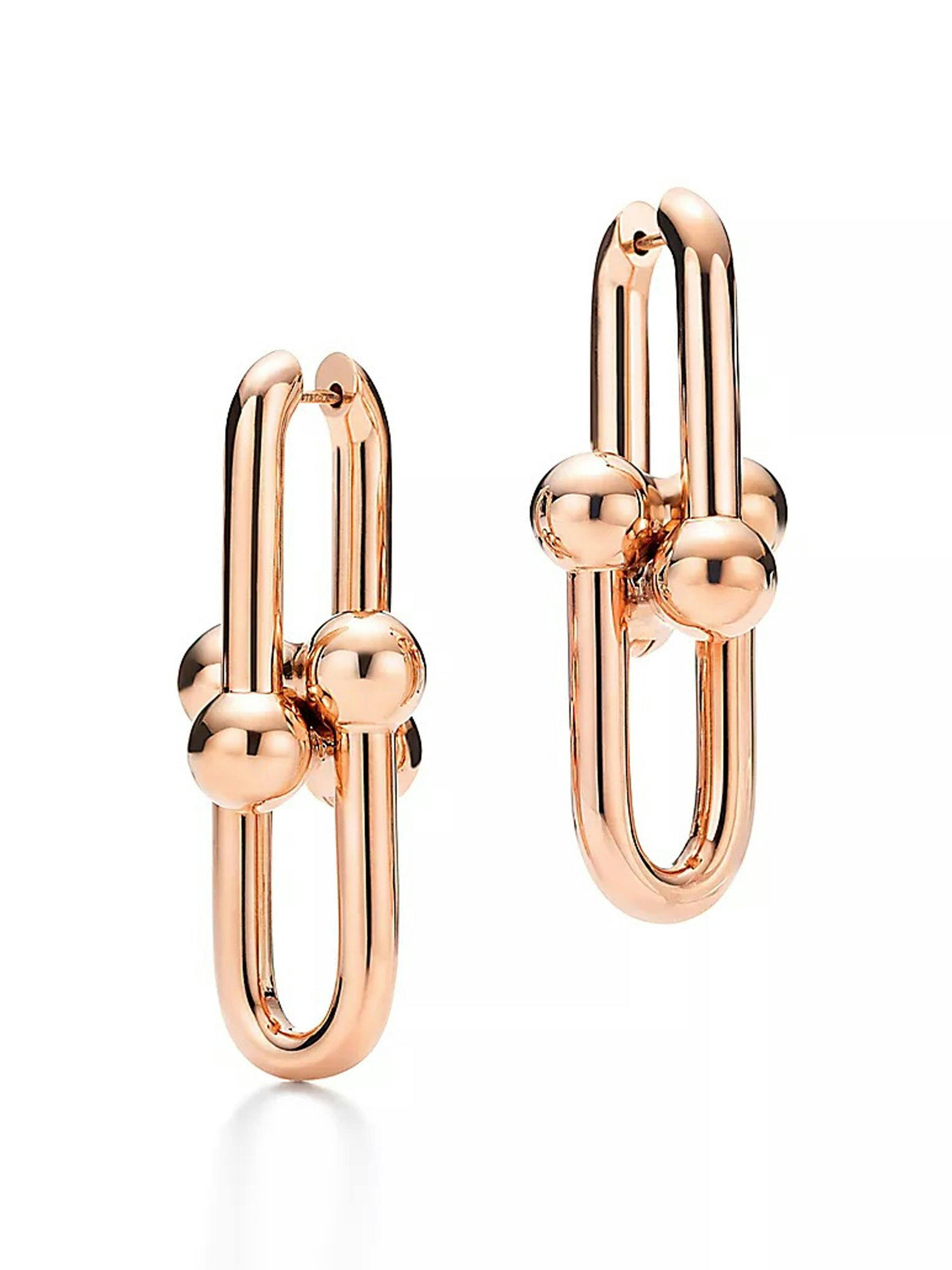 Rose gold link earrings