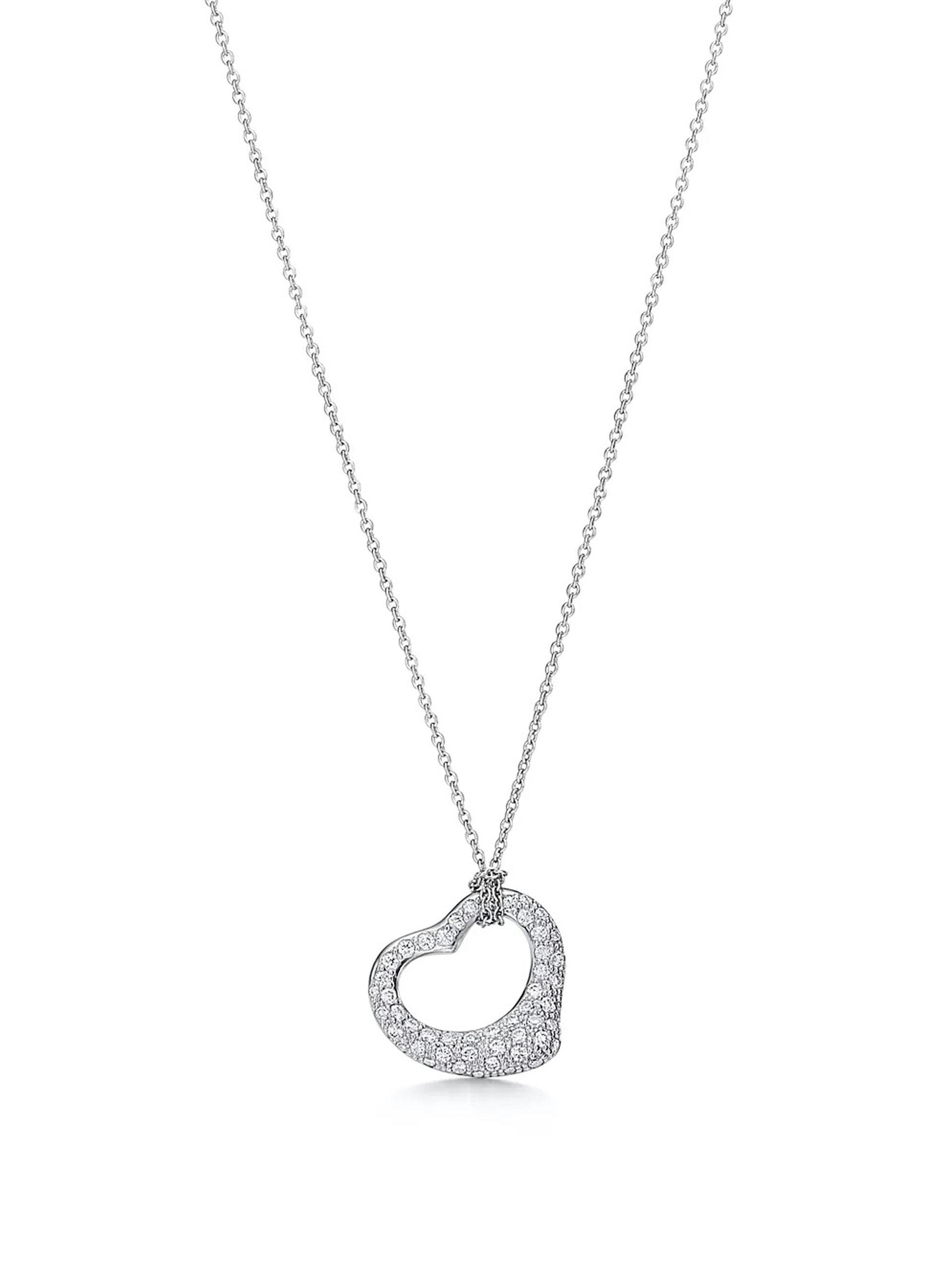 Platinum open heart pendant