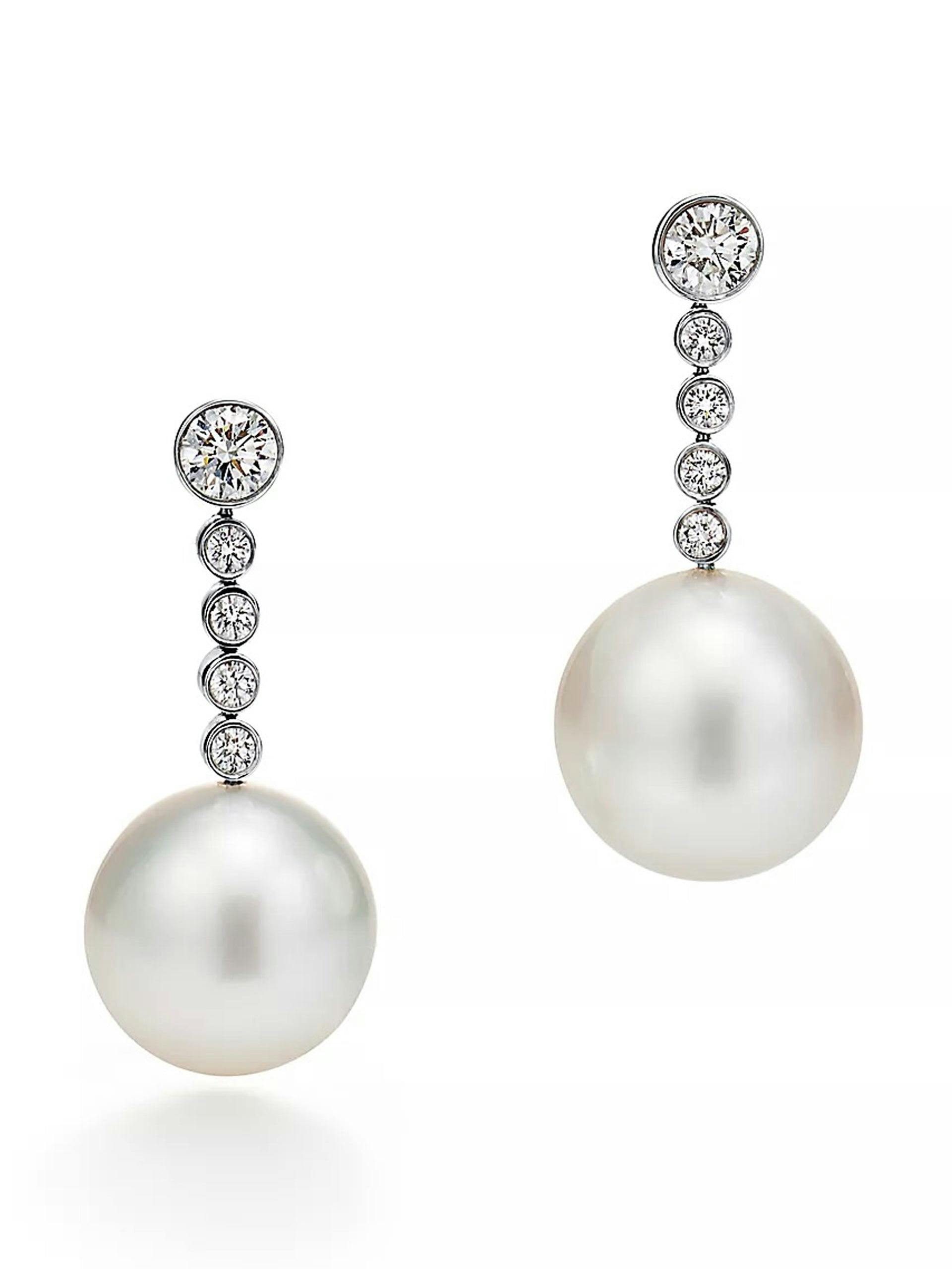 Platinum pearl drop earrings
