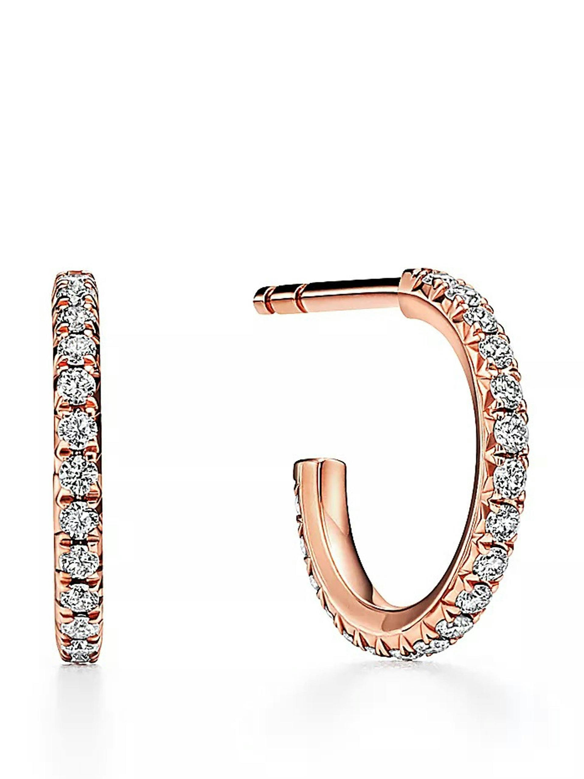 Rose gold diamond hoop earrings