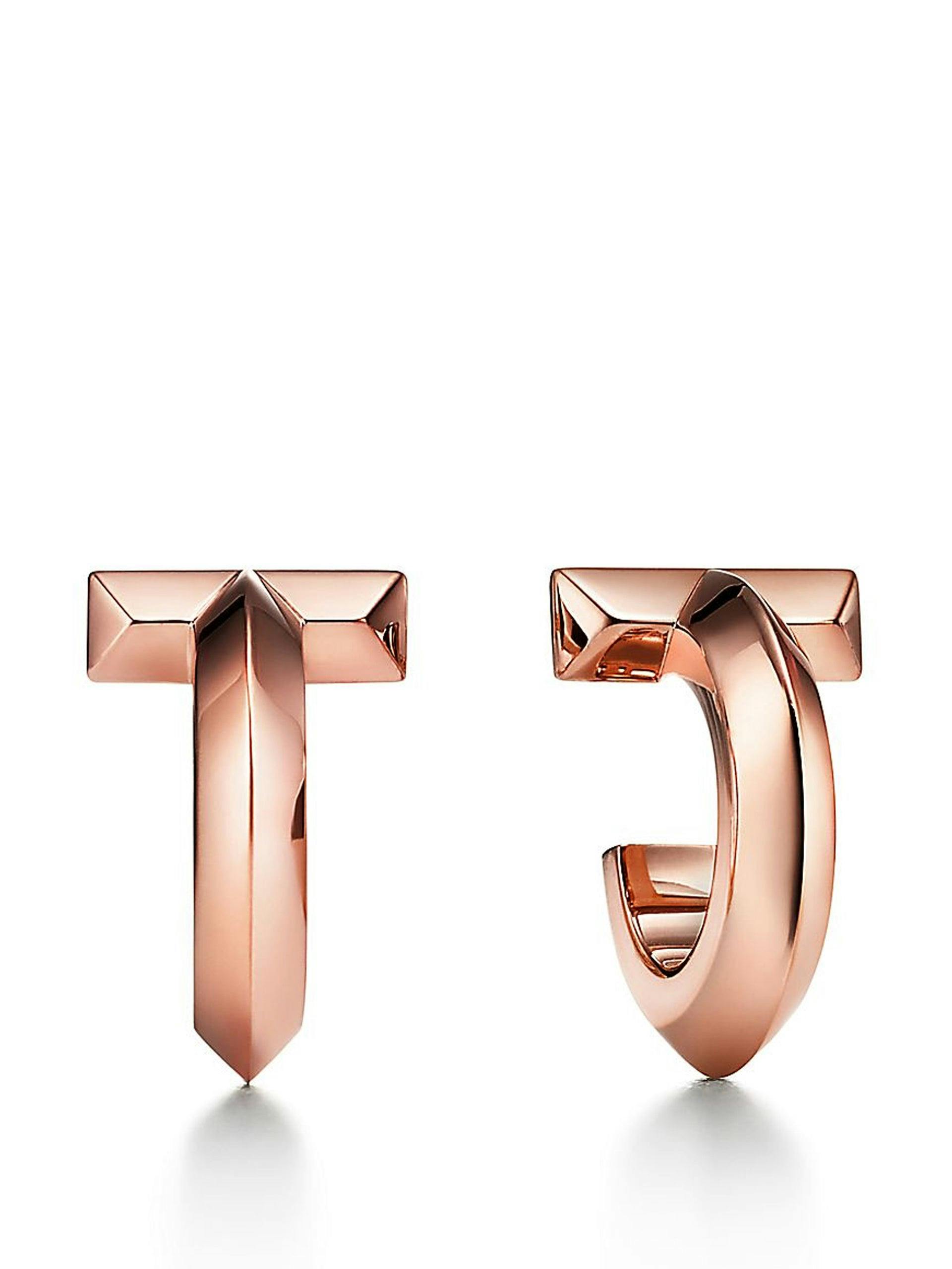 Rose gold T1 hoop earrings