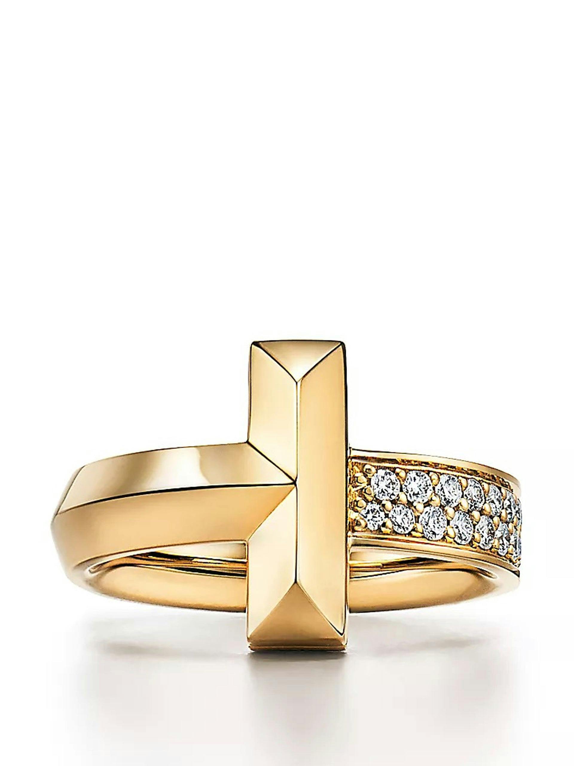 Gold diamond T1 ring