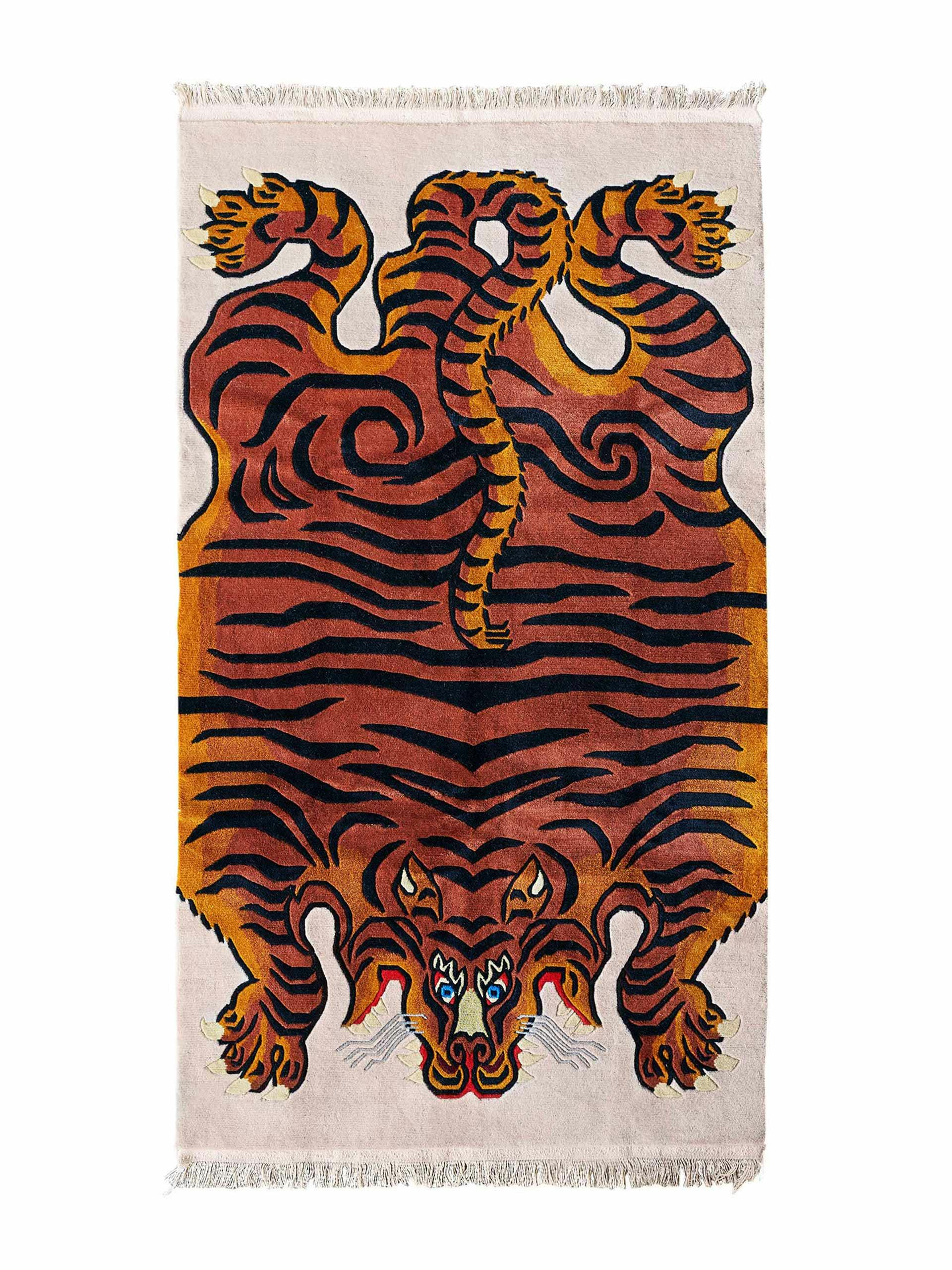 Handwoven tiger rug