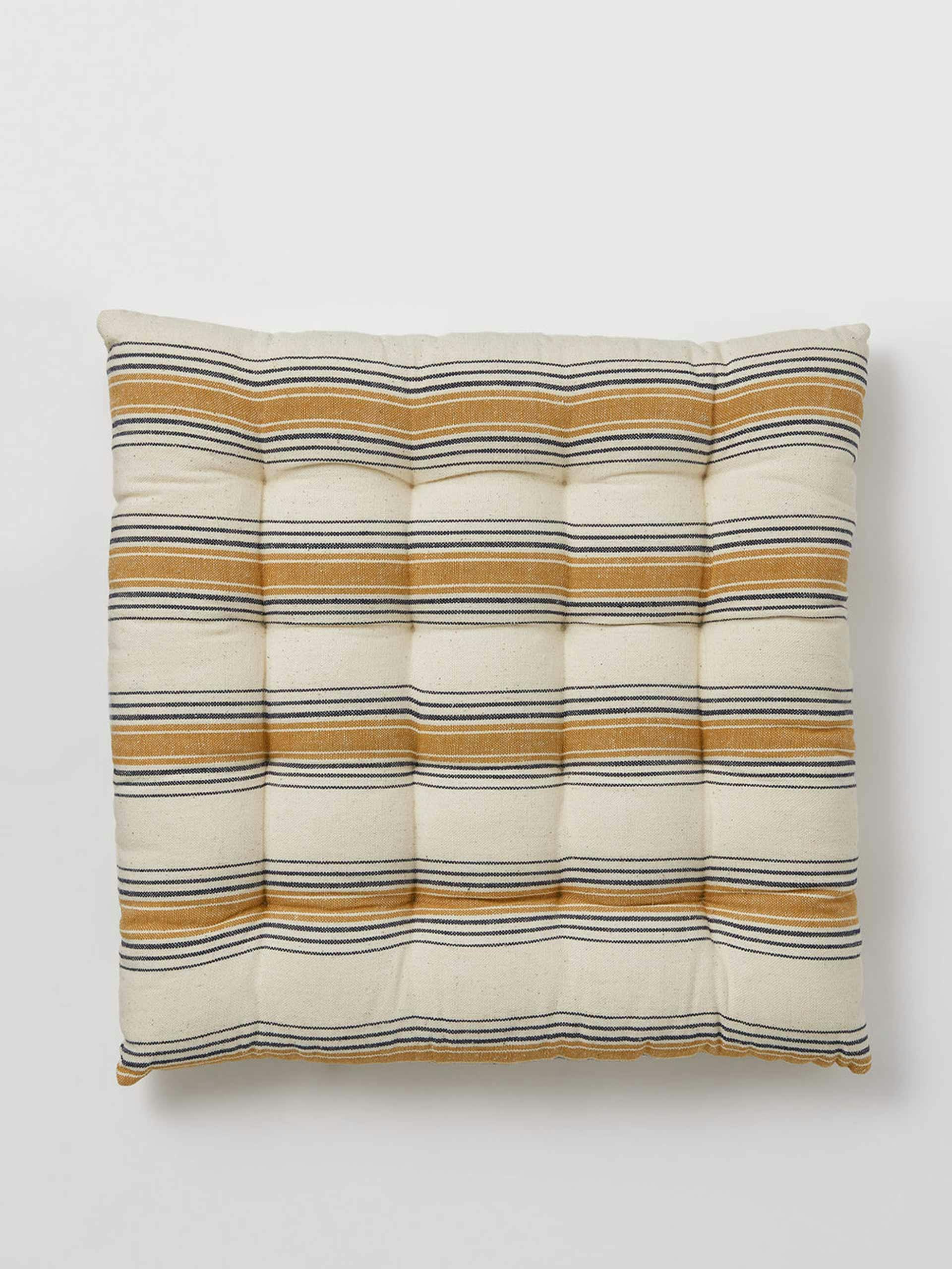 Quilted stripe chair cushion